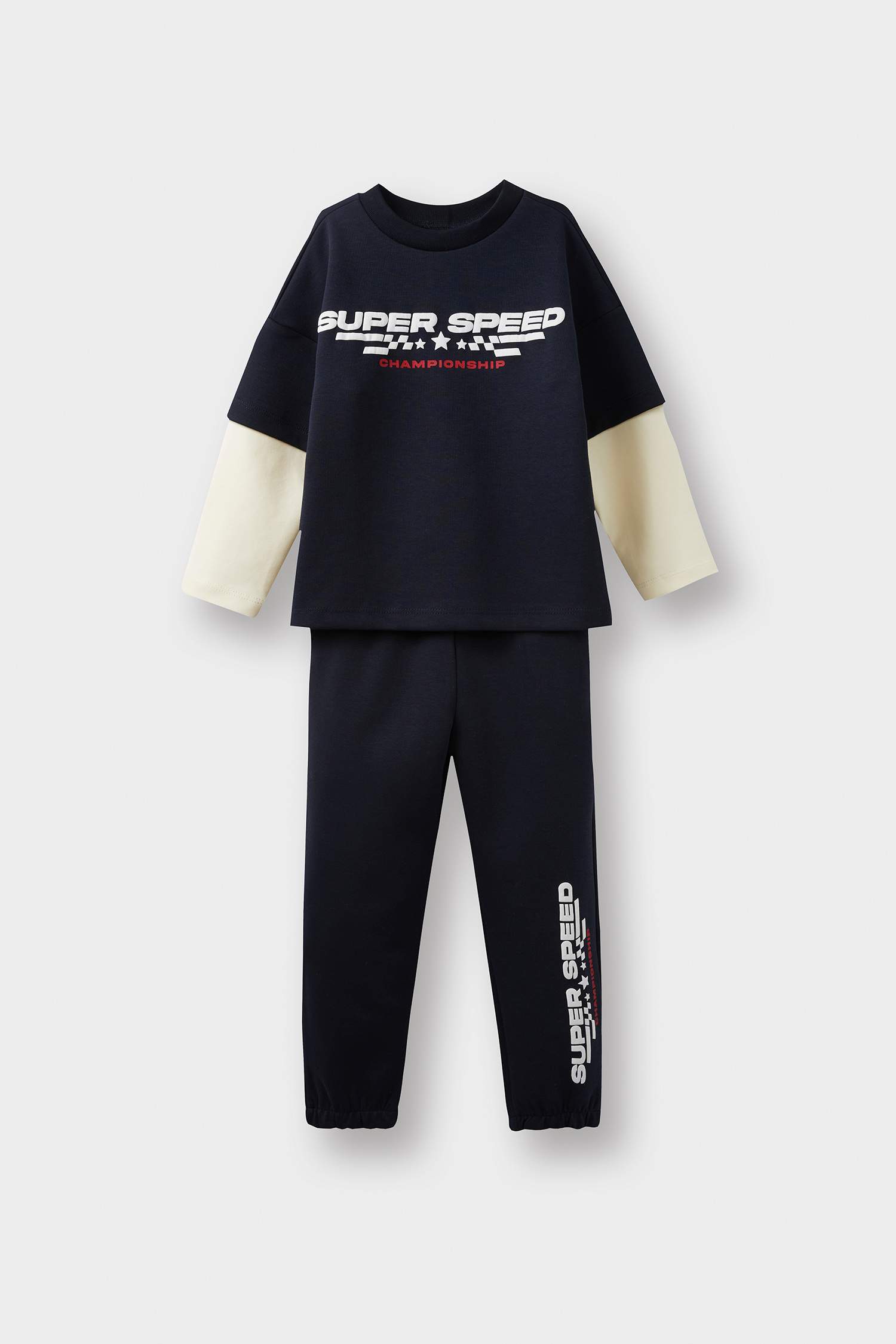 Erkek Bebek 2'li Takım Baskılı Sweatshirt Eşofman Altı