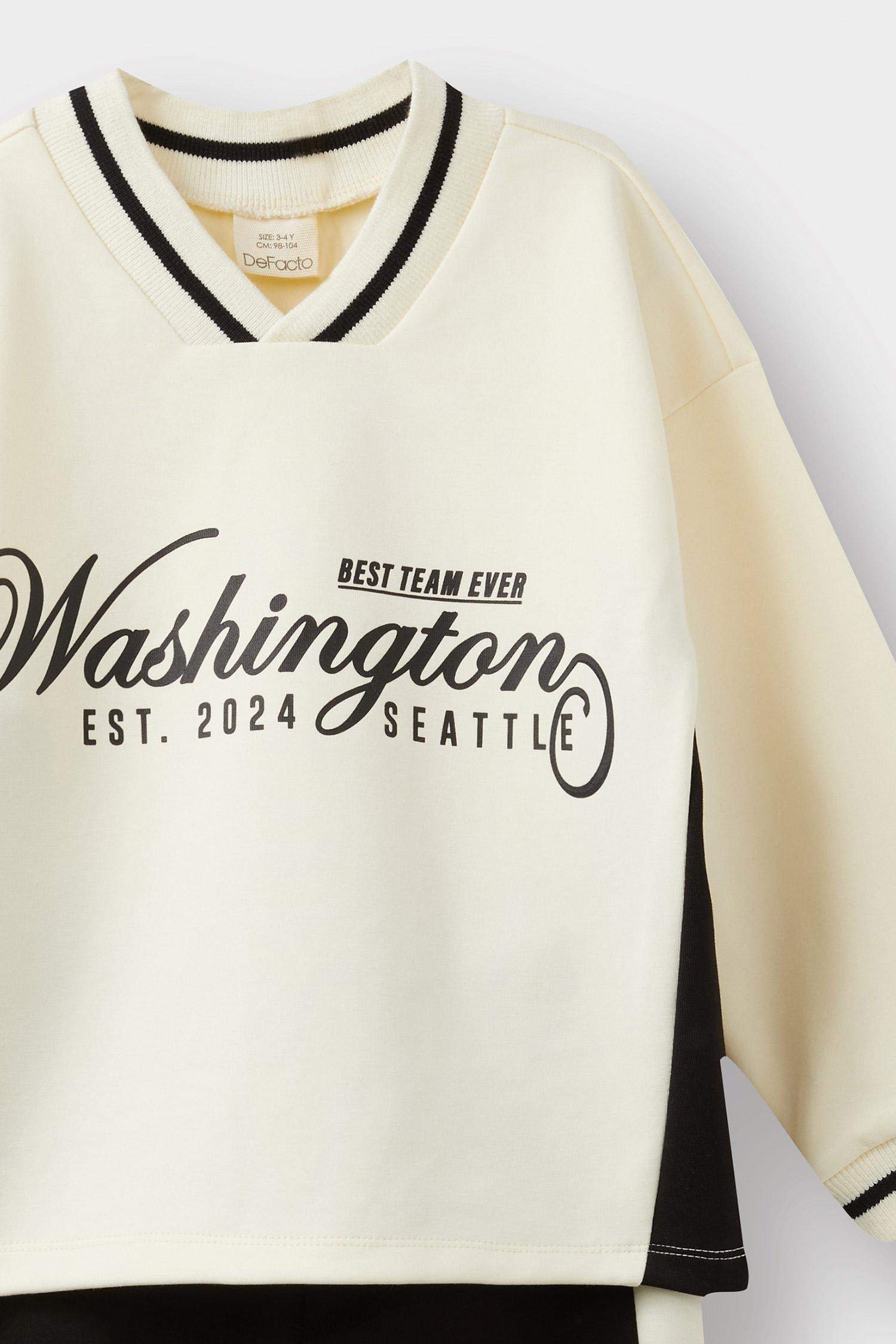 Erkek Bebek 2'li Takım Baskılı Sweatshirt Eşofman Altı 