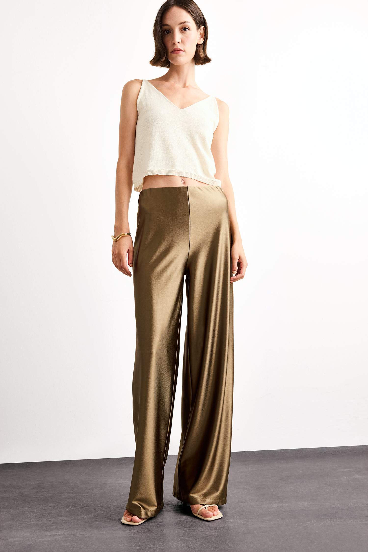 Relax Fit Regular Hem Satin Trousers