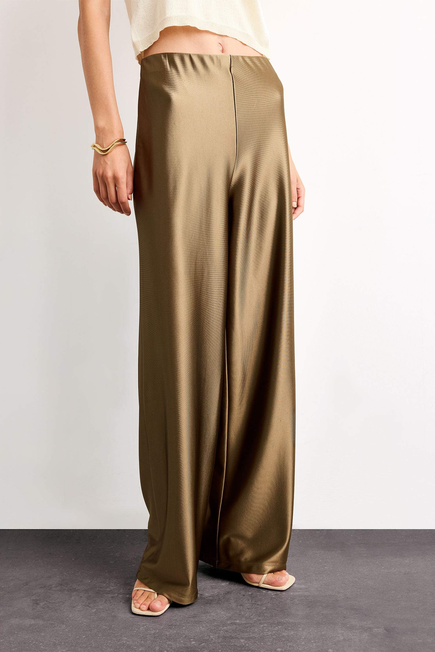 Relax Fit Regular Hem Satin Trousers