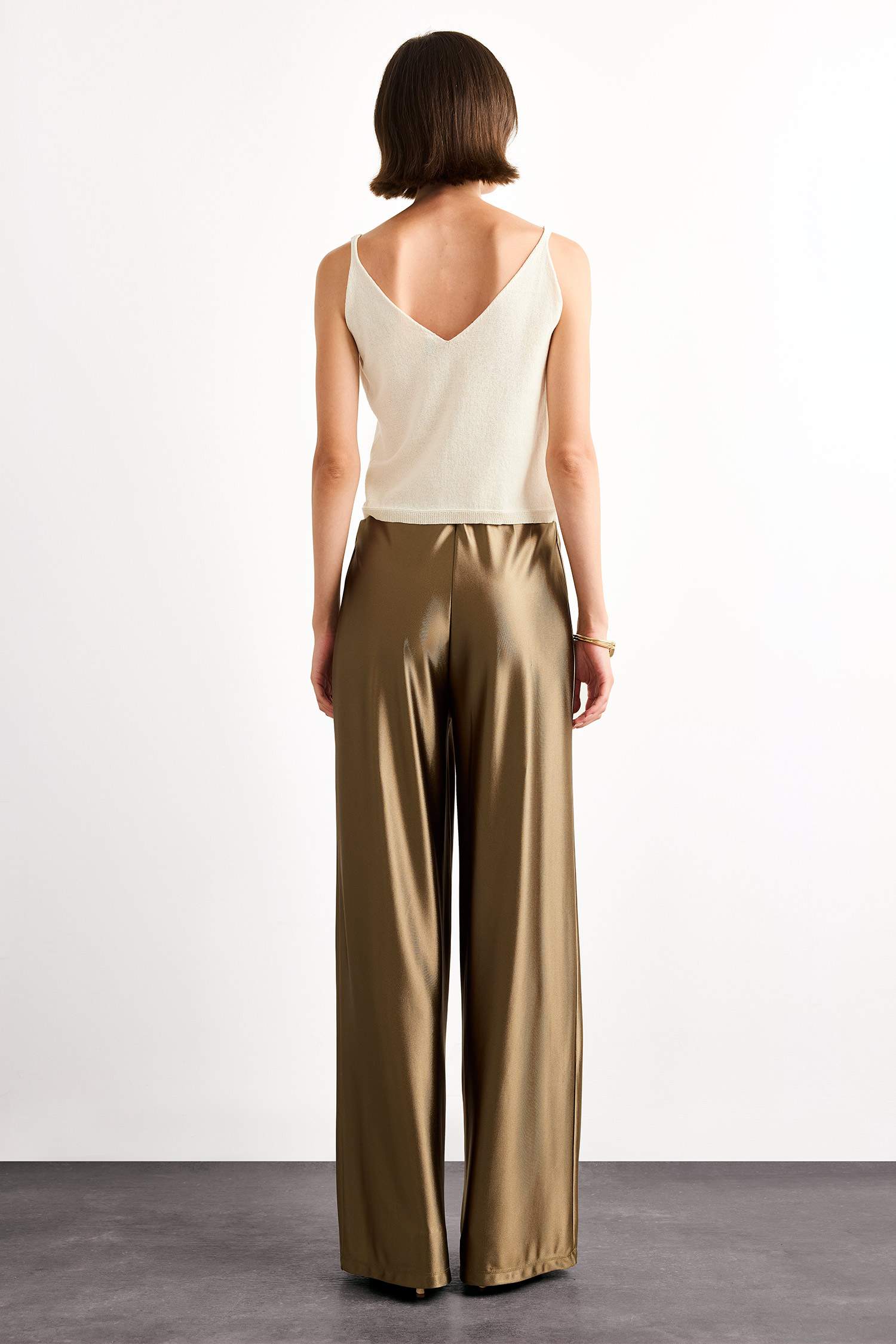 Relax Fit Regular Hem Satin Trousers
