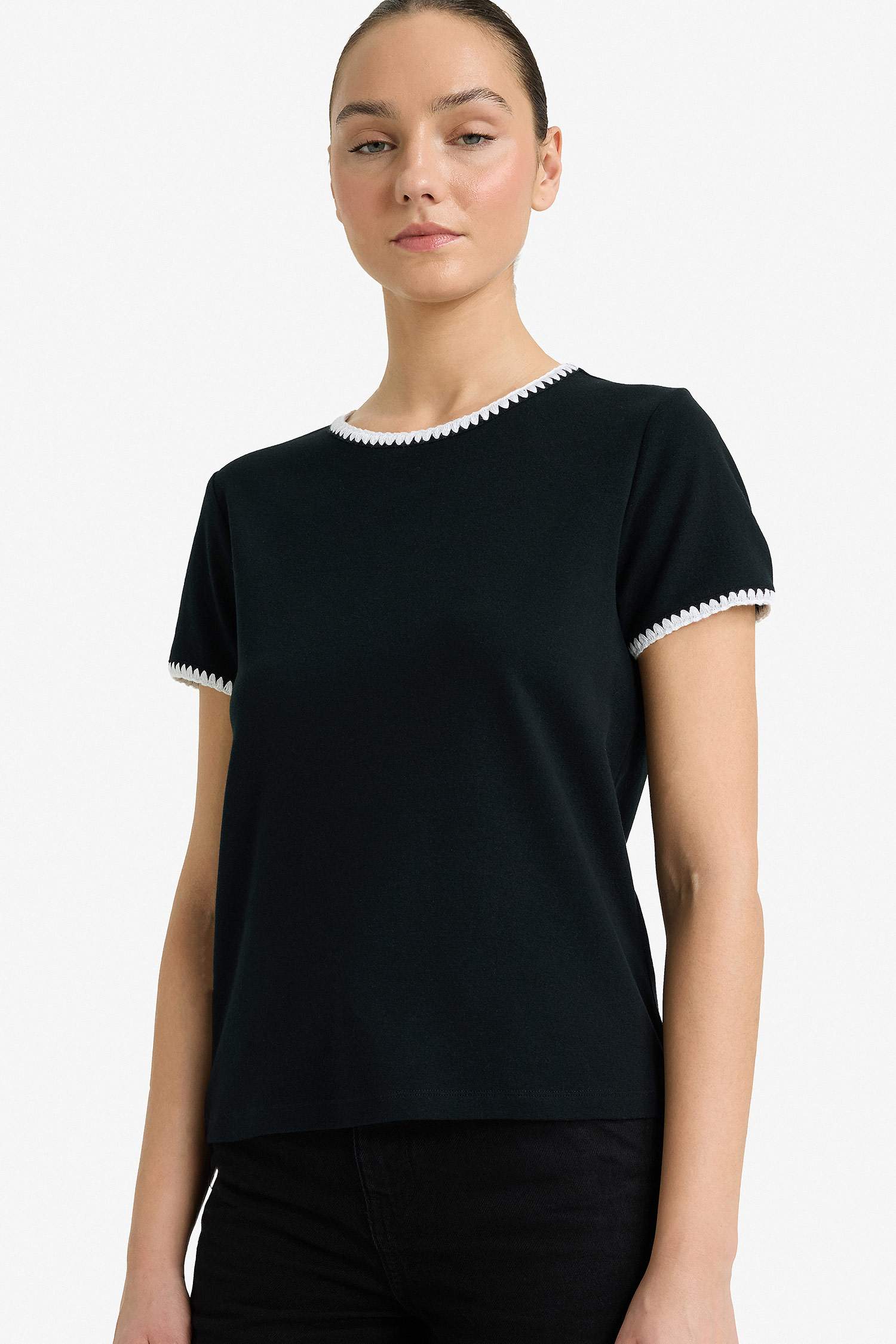 Футболка в рубчик Slim Fit с коротким рукавом