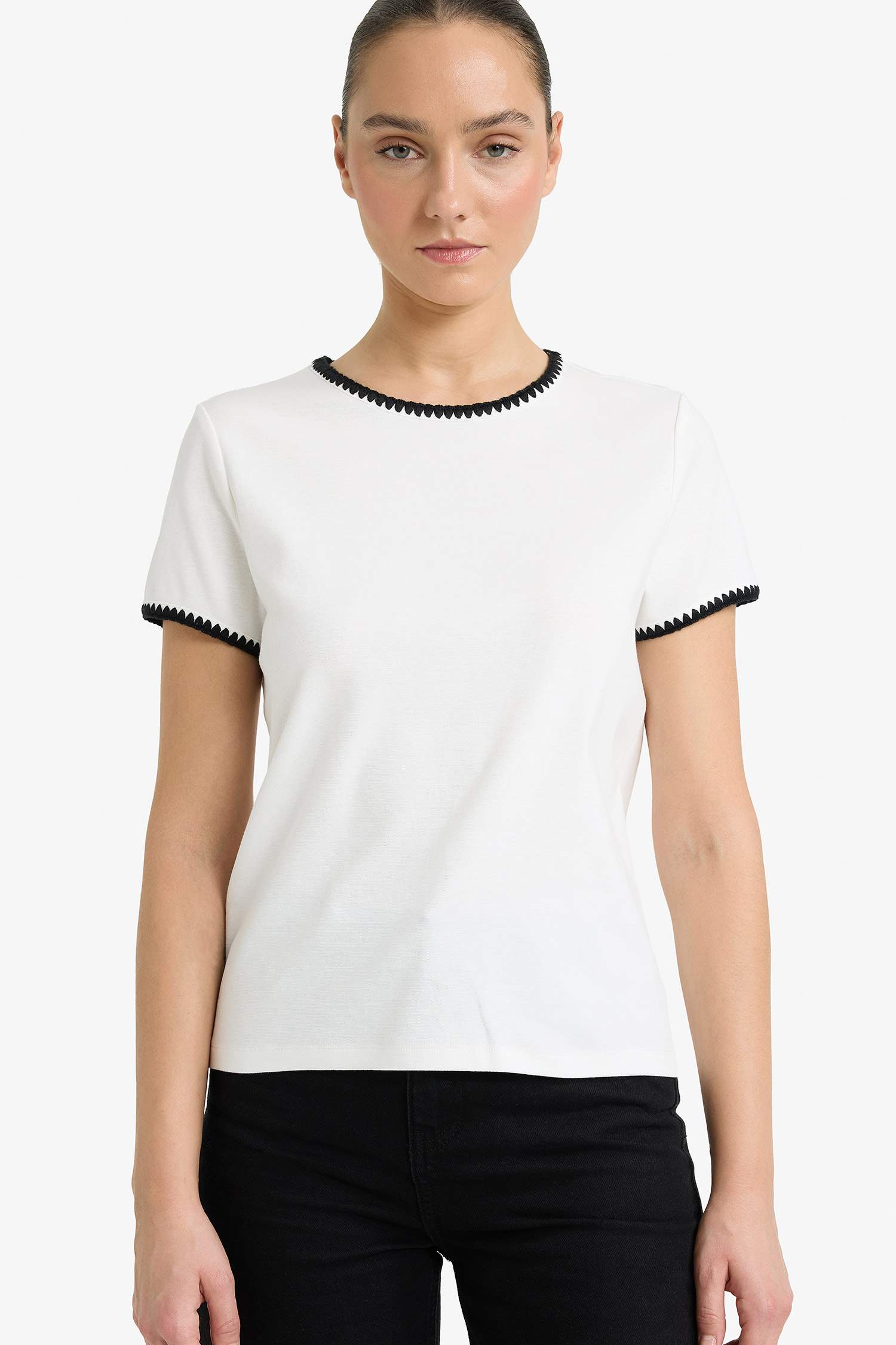 Футболка в рубчик Slim Fit с коротким рукавом