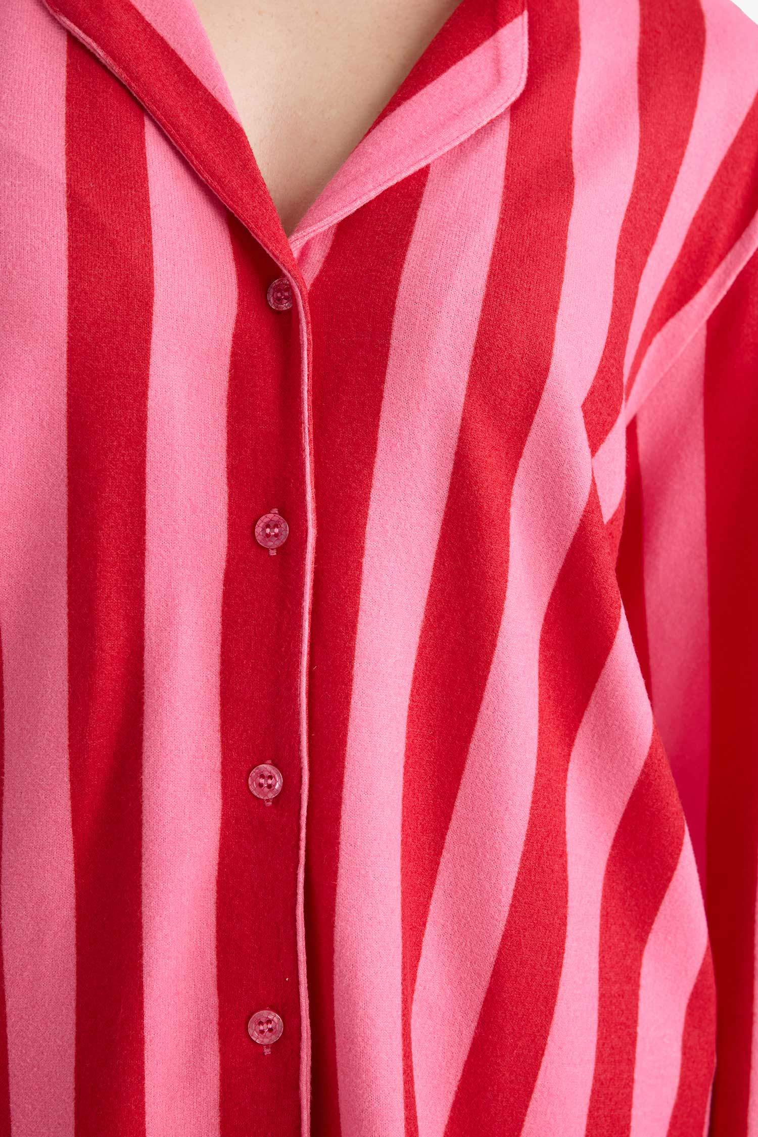 Pijama Takımı Regular Fit Çizgili Uzun Kollu Üst Uzun Alt