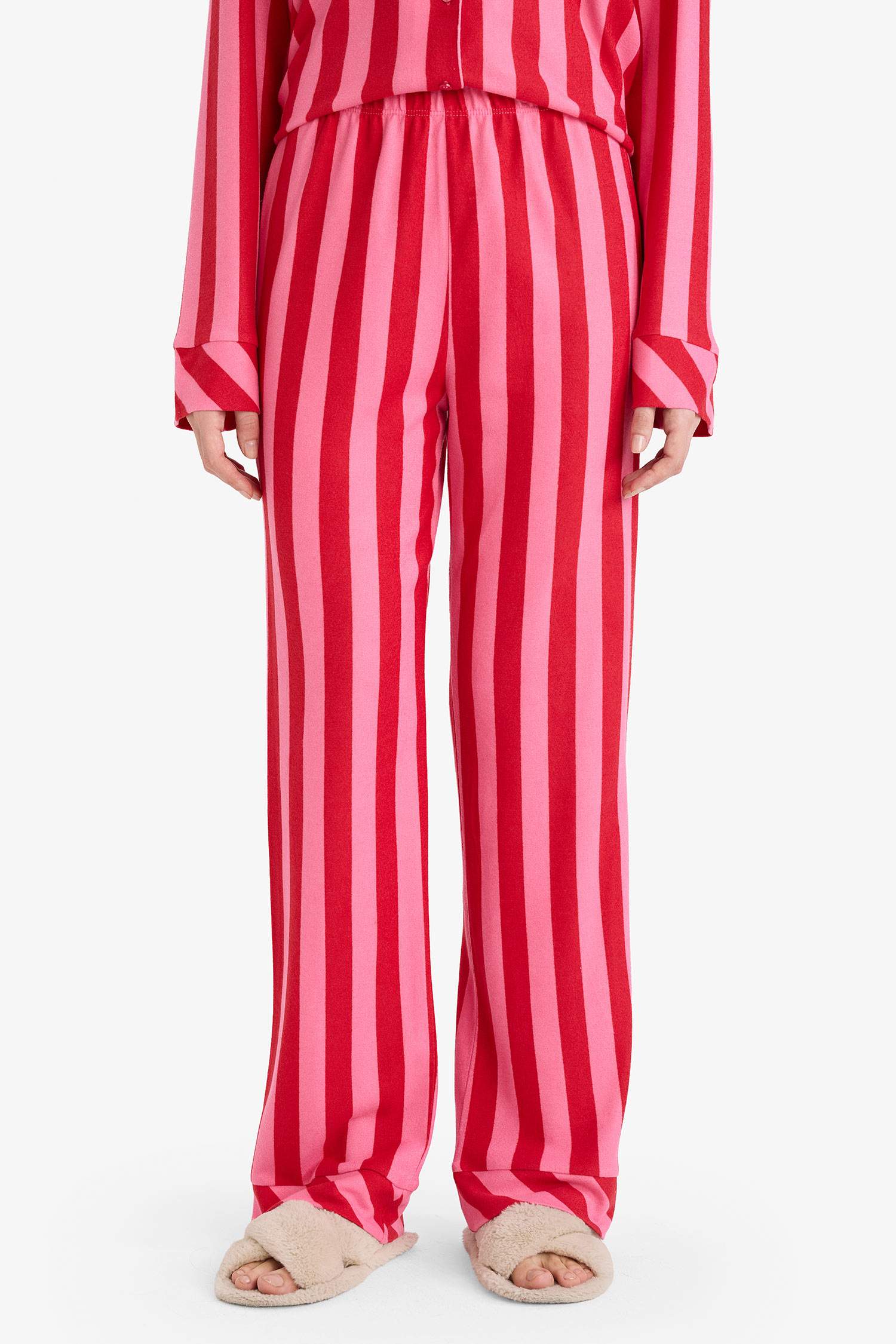 Pijama Takımı Regular Fit Çizgili Uzun Kollu Üst Uzun Alt