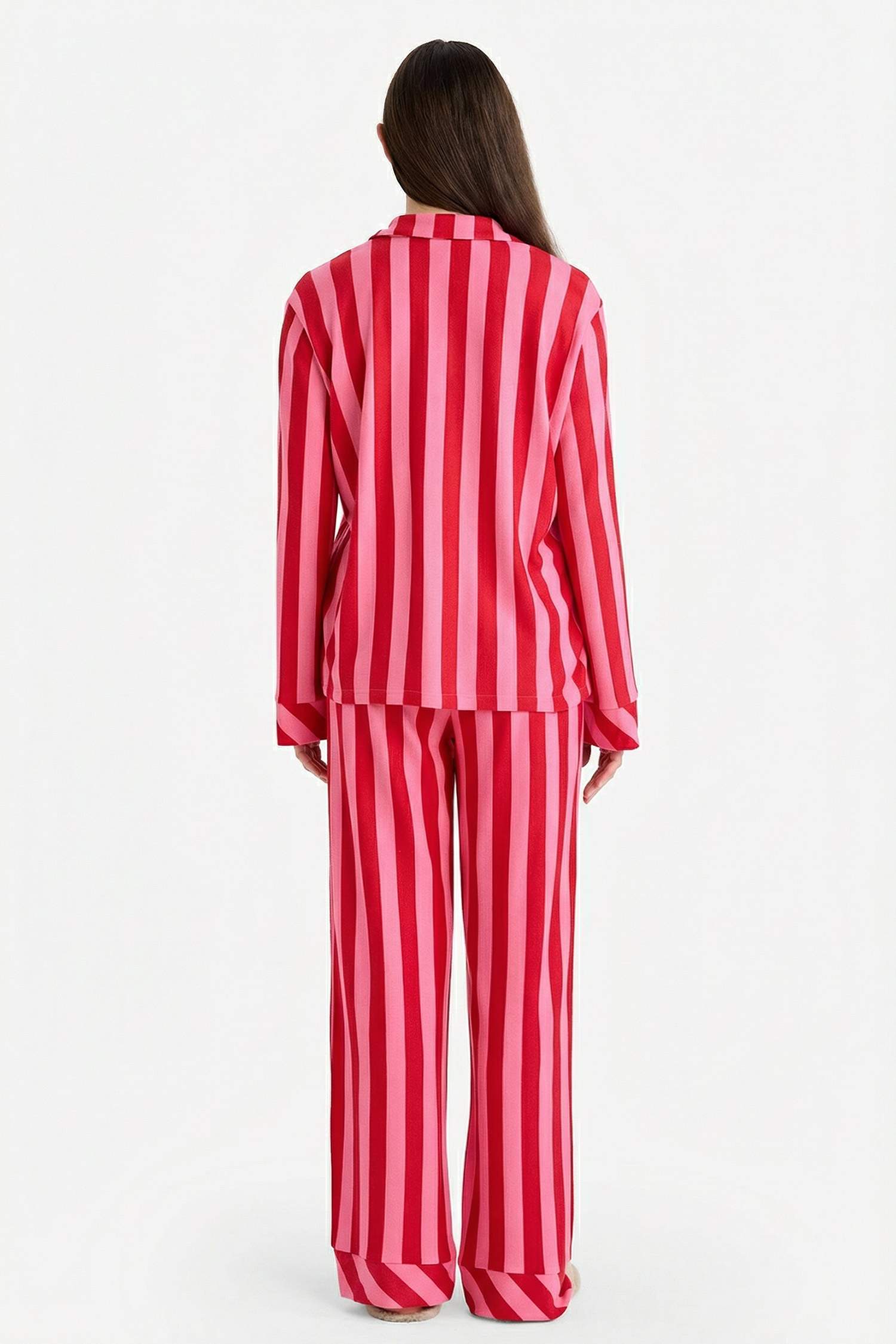 Pijama Takımı Regular Fit Çizgili Uzun Kollu Üst Uzun Alt