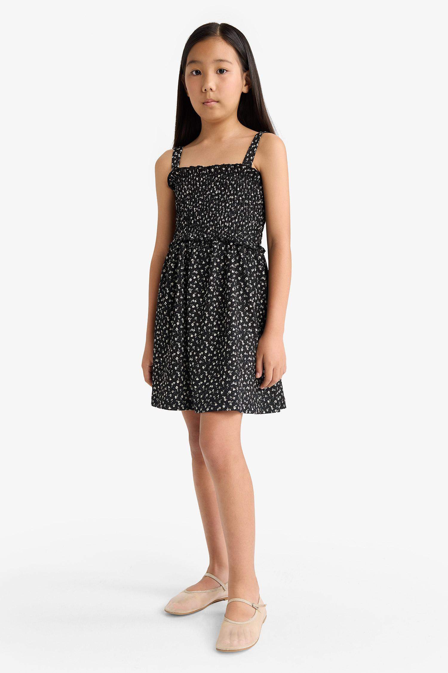 Girl Floral Printed Suspender Dress