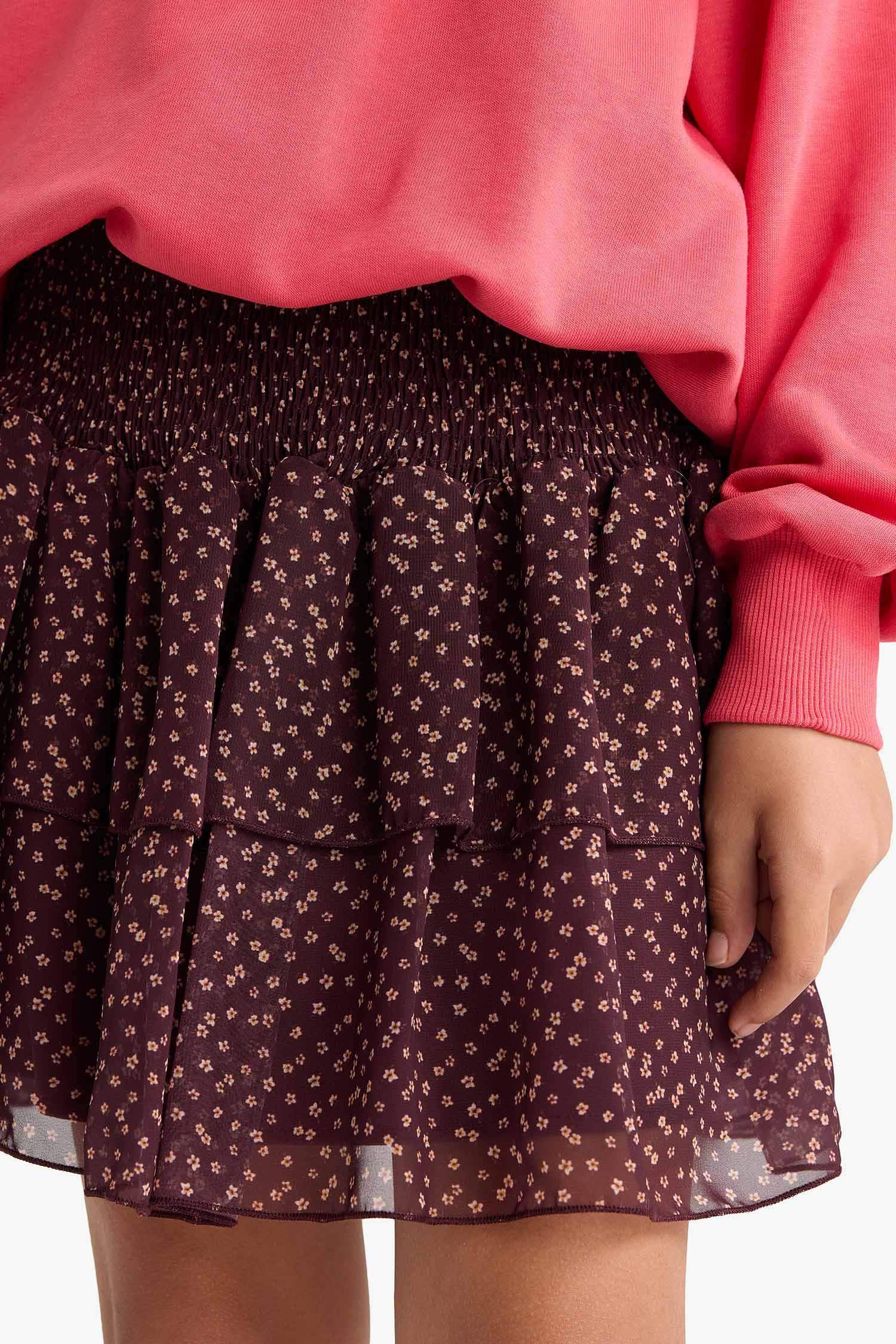 Kız Çocuk Tül Çiçek Desenli Etek