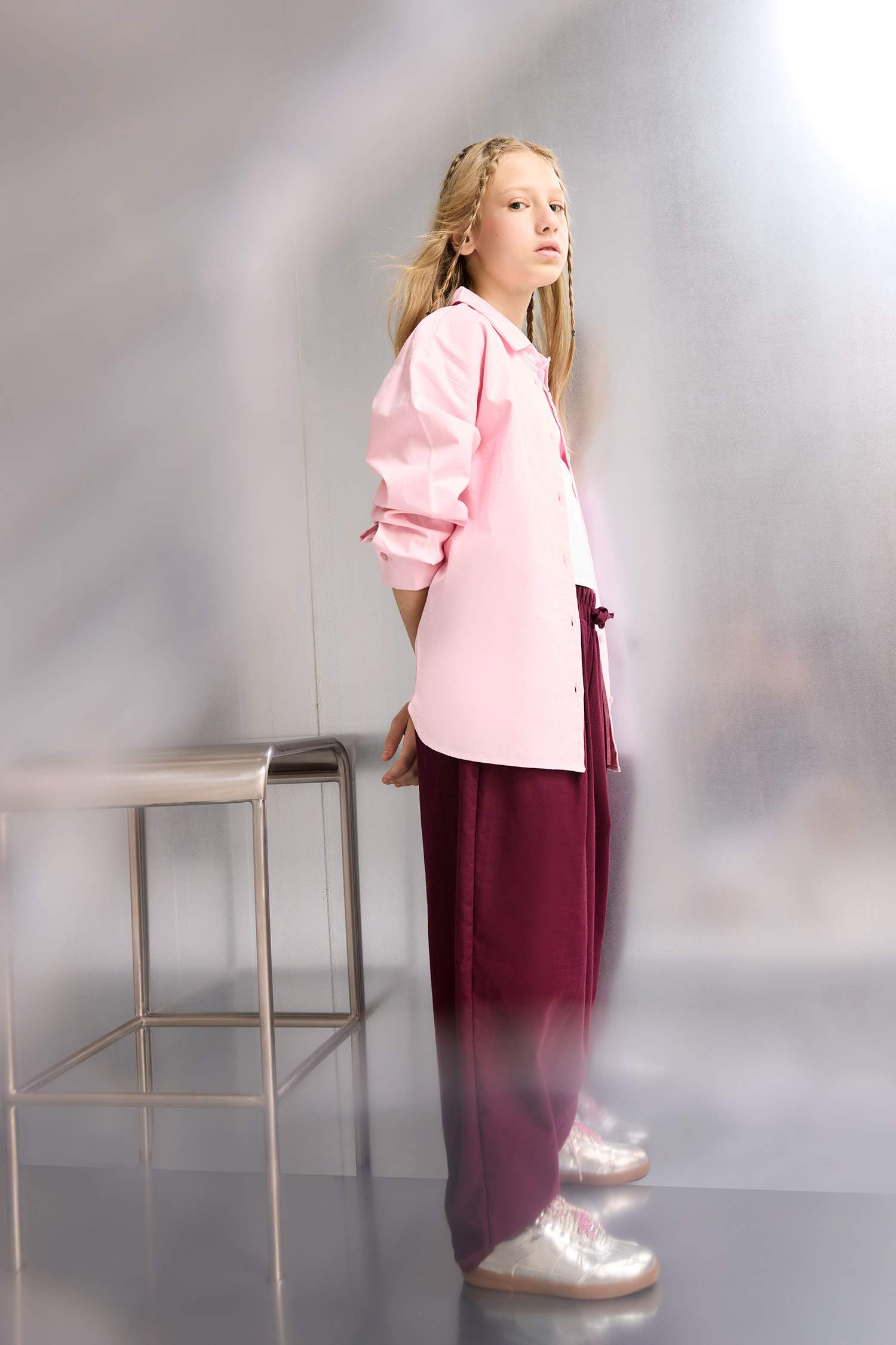 Girl Barrel Fit Cotton Trousers