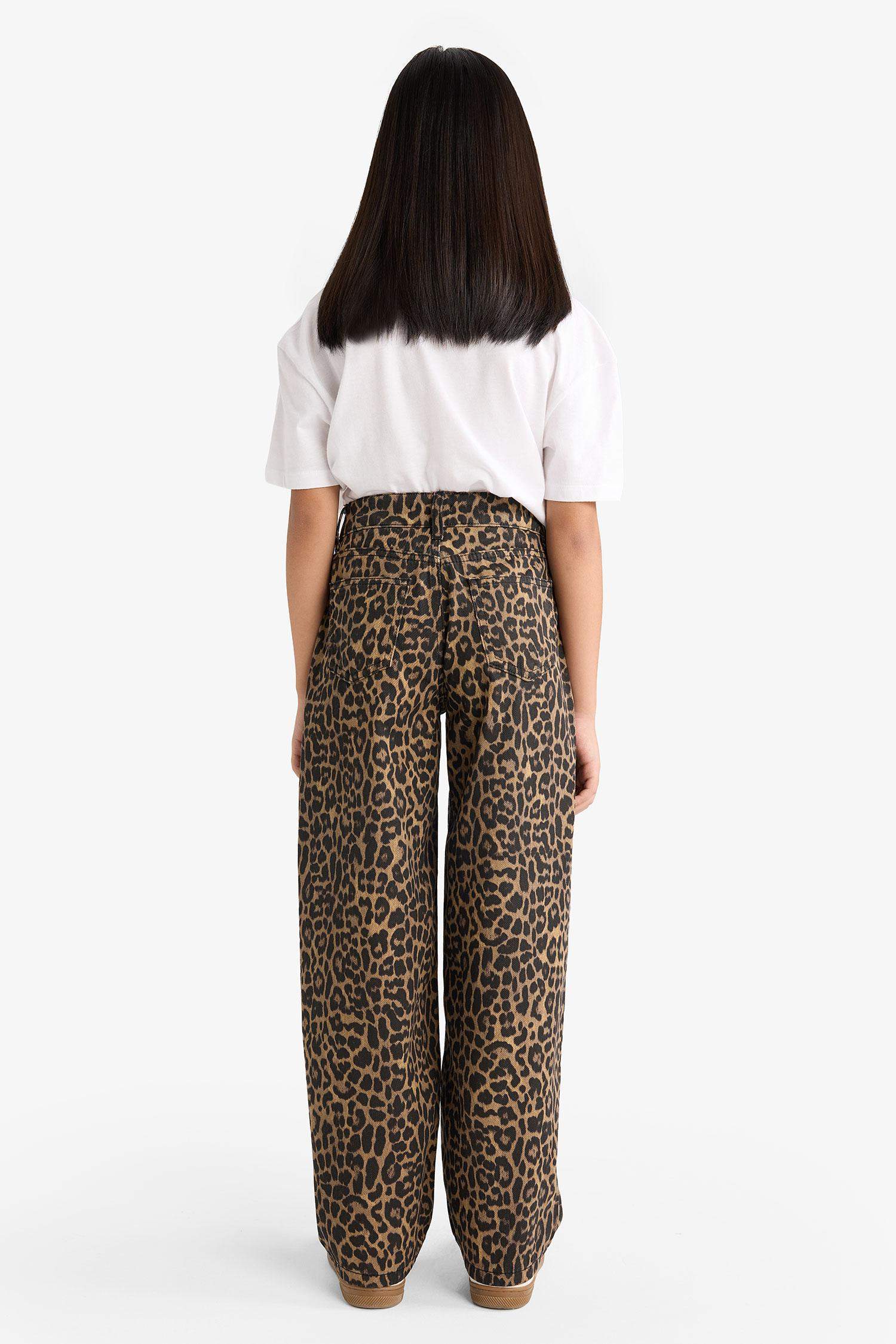 Girl Barrel Fit Leopard Print Trousers