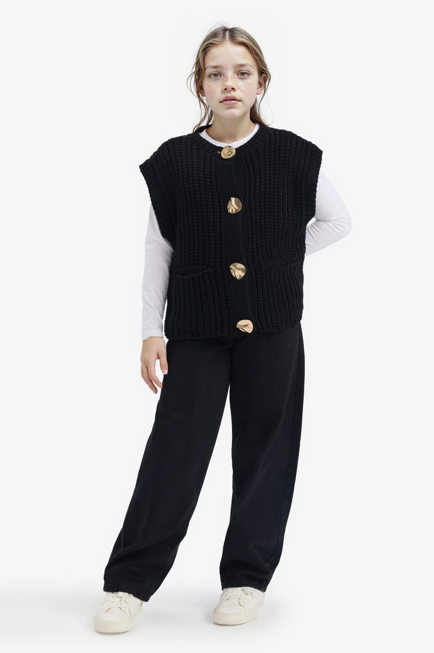 يلك صوف قصة عادية بياقة مستديرة