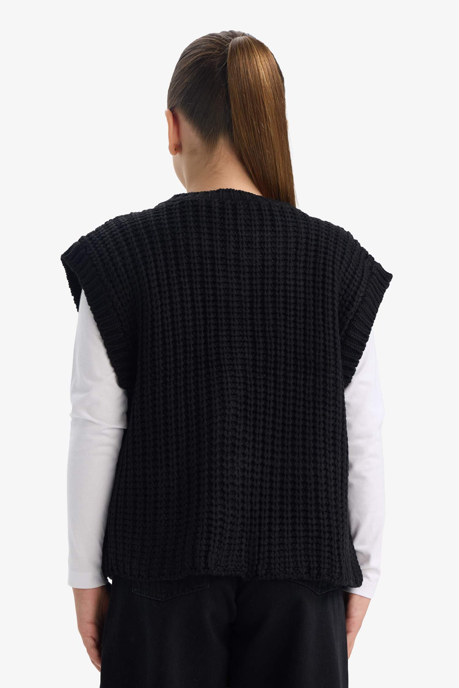 Kız Çocuk Bisiklet Yaka Düğmeli Süveter 