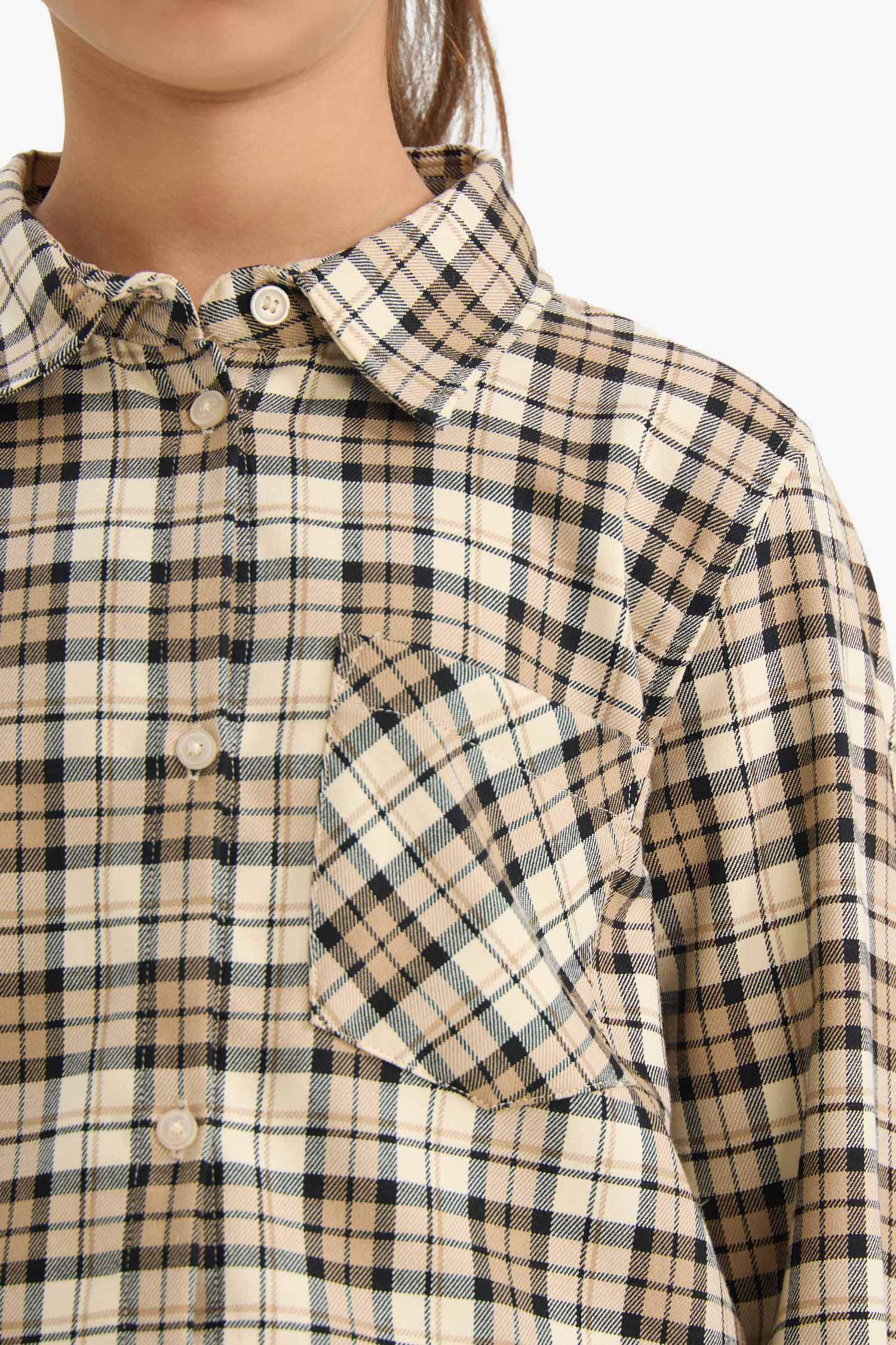 Kız Çocuk Oxford Kareli Uzun Kollu Gömlek