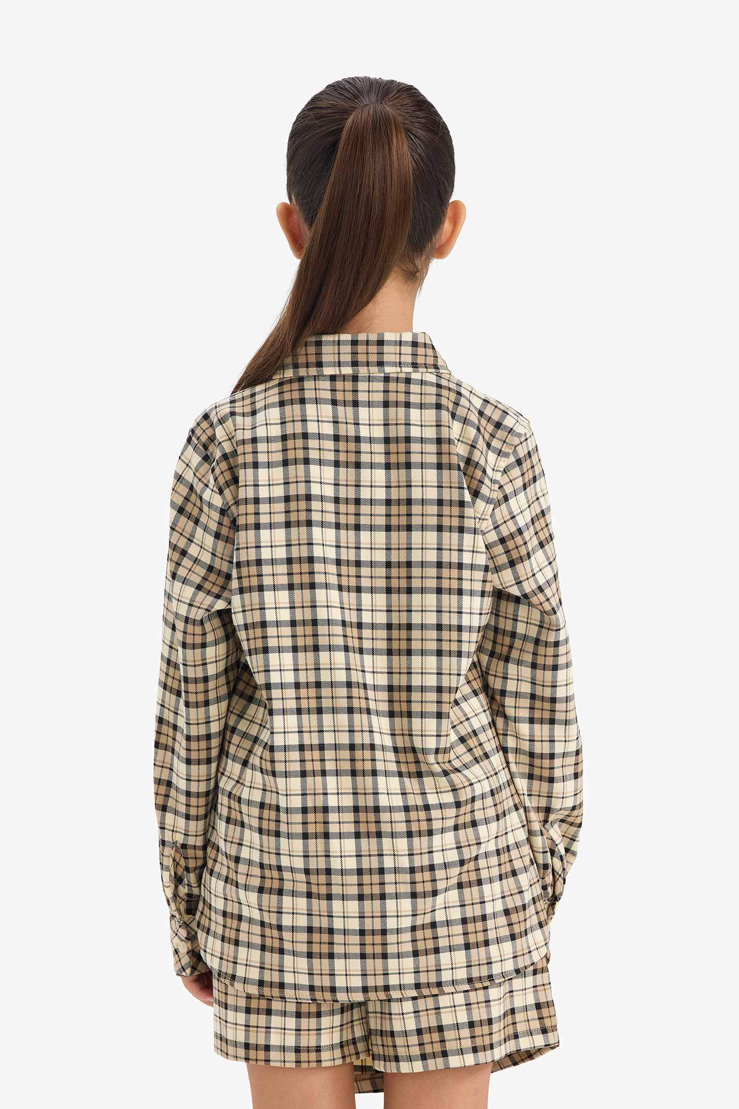 Kız Çocuk Oxford Kareli Uzun Kollu Gömlek