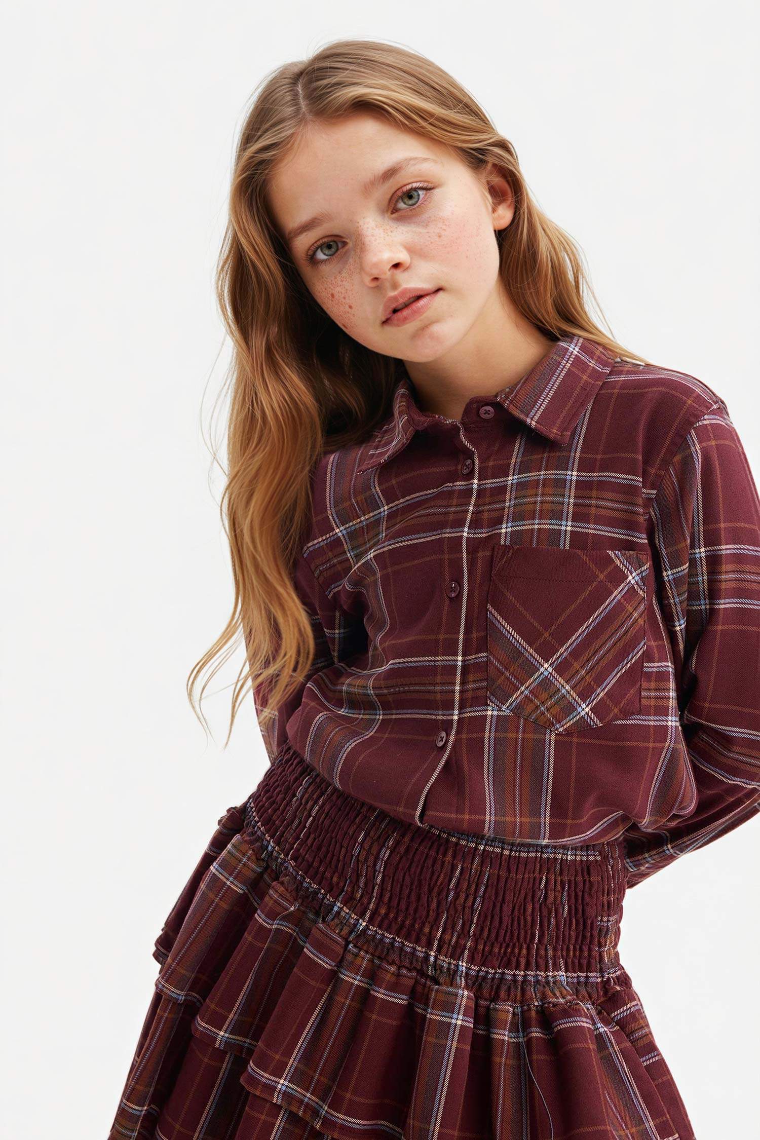 Oxford Kareli Uzun Kollu Gömlek Kız Çocuk