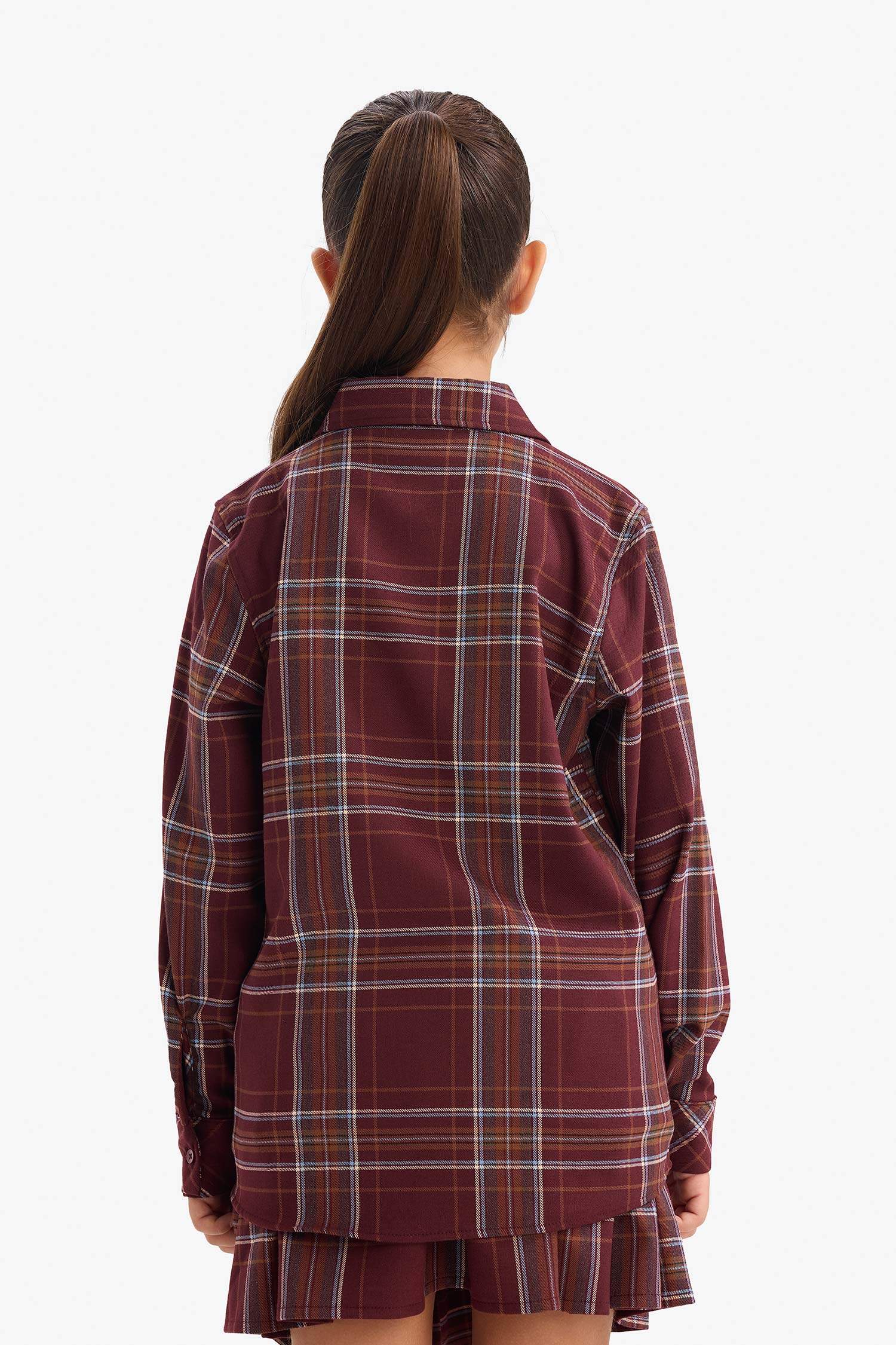 Kız Çocuk Oxford Kareli Uzun Kollu Gömlek