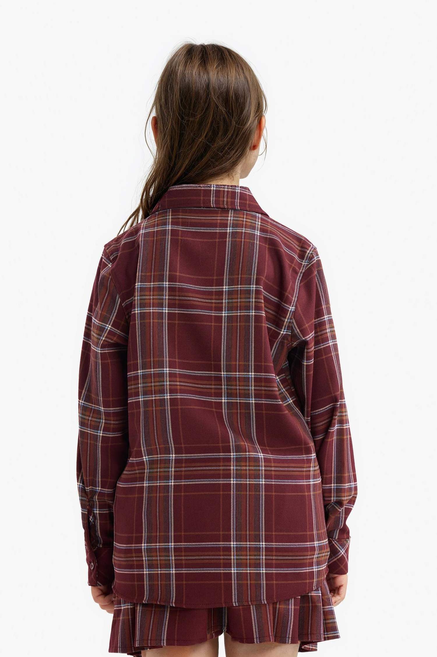 Kız Çocuk Oxford Kareli Uzun Kollu Gömlek