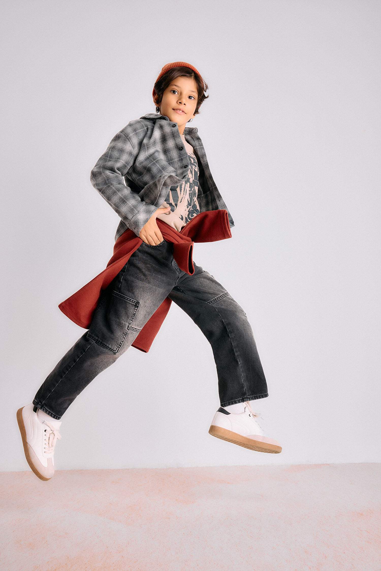 Erkek Çocuk Barrel Fit Düz Paça Jean Pantolon