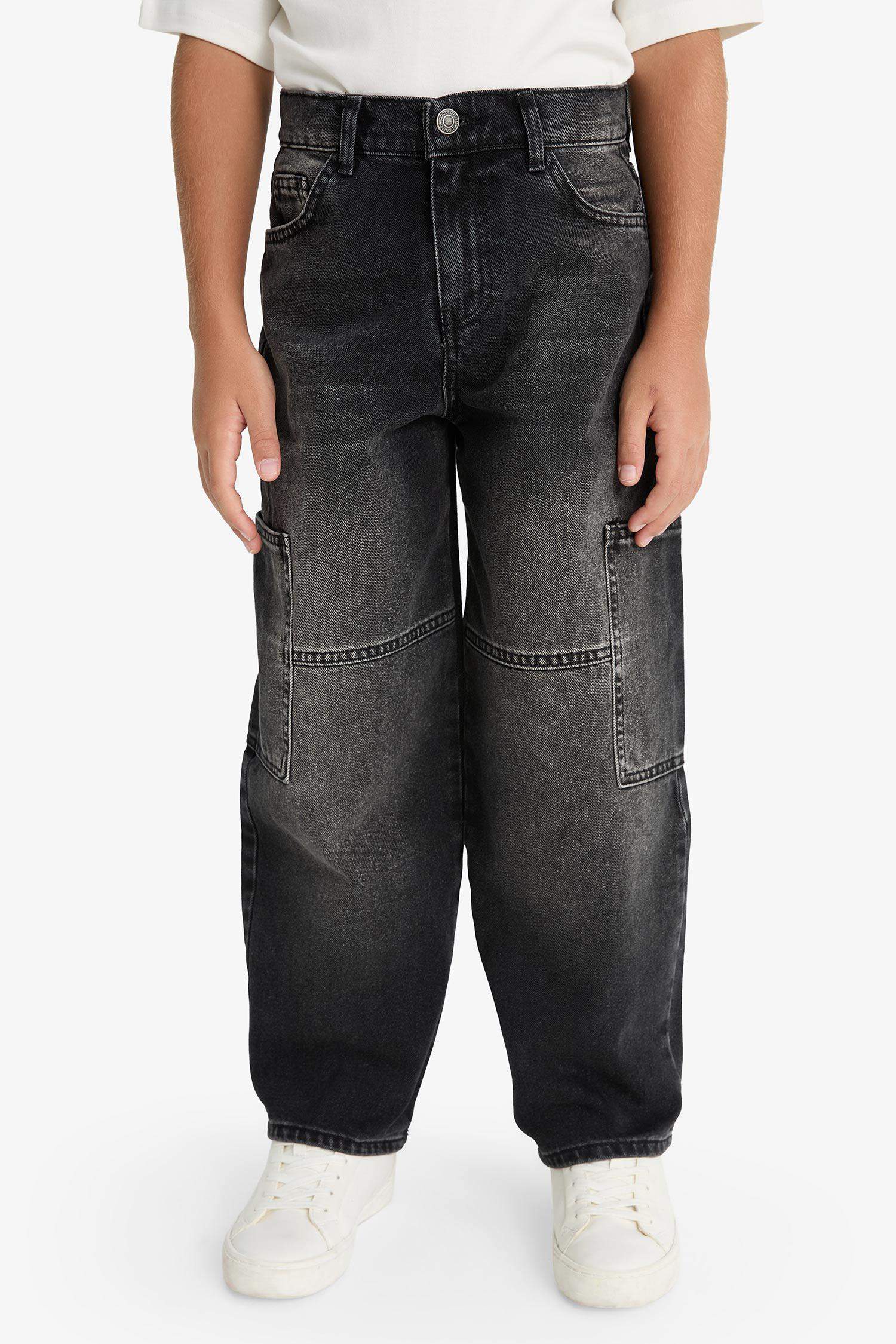 Erkek Çocuk Barrel Fit Düz Paça Jean Pantolon