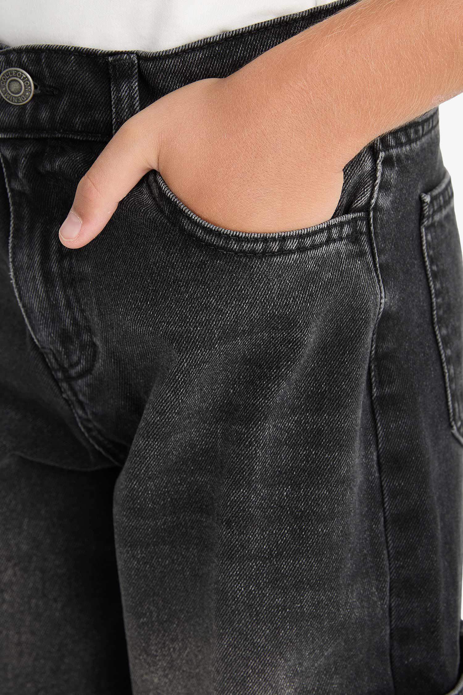 Erkek Çocuk Barrel Fit Düz Paça Jean Pantolon