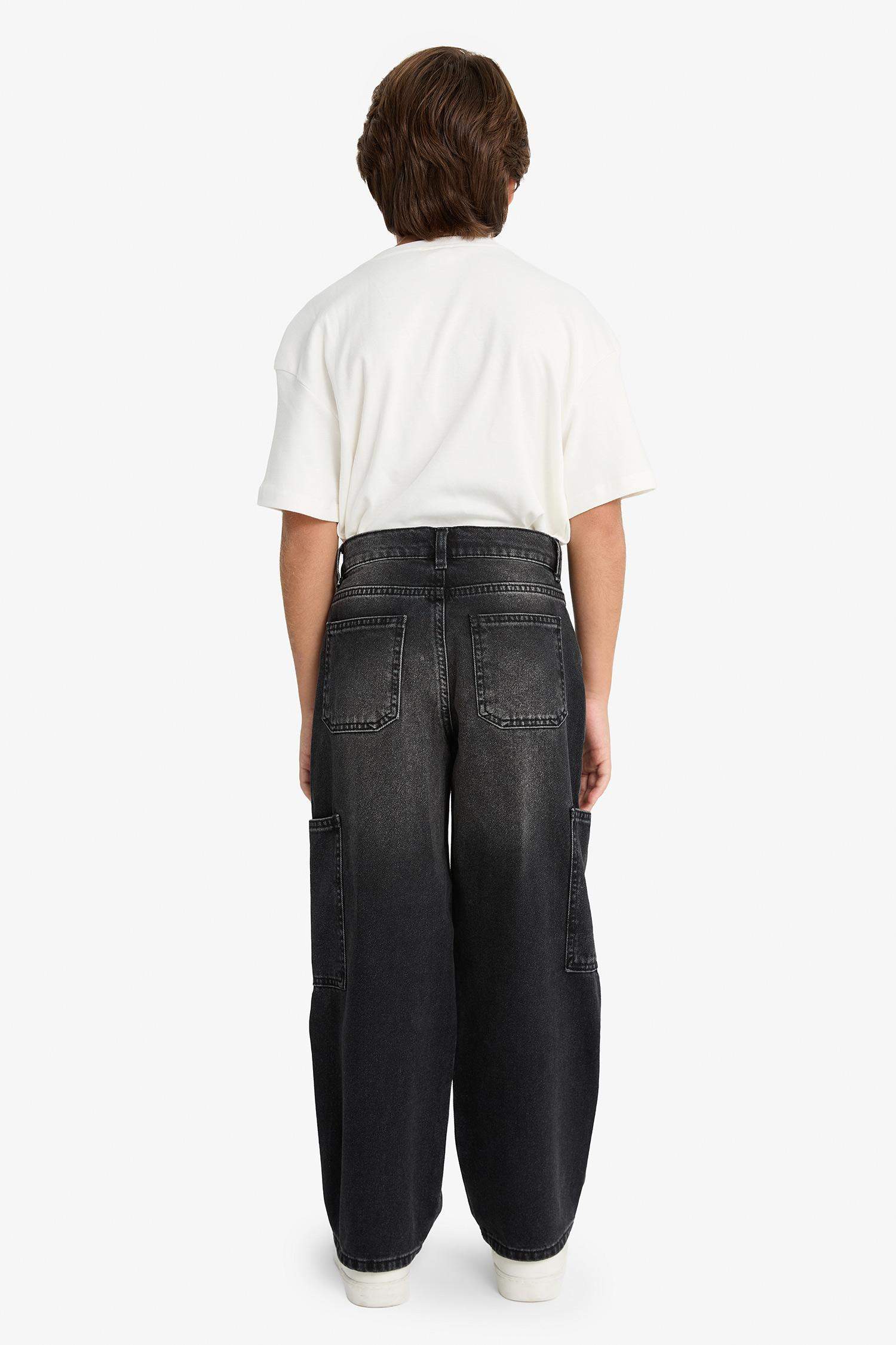 Erkek Çocuk Barrel Fit Düz Paça Jean Pantolon