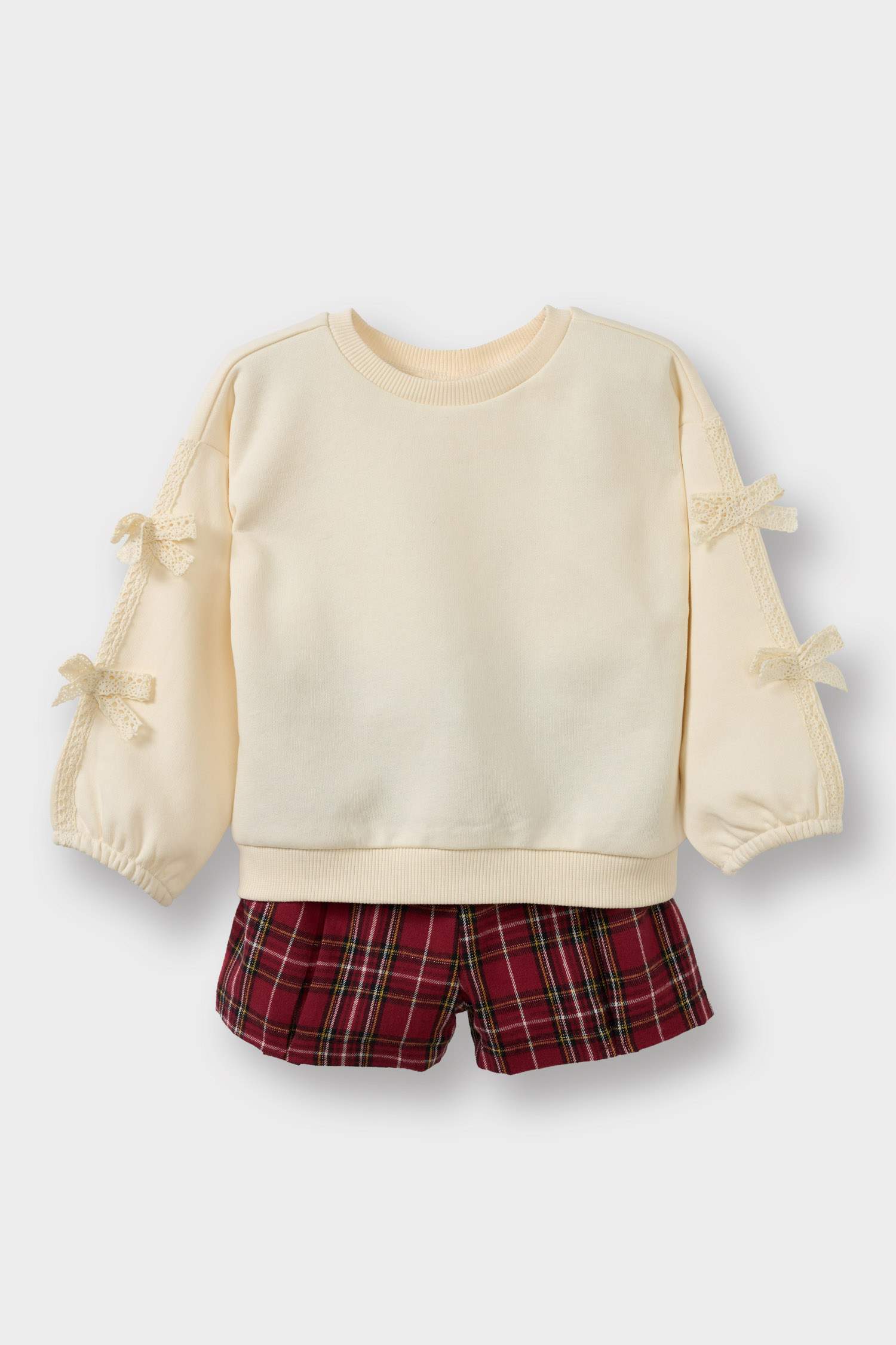 Baby Girl Plaid Sweatshirt Fabric 2 Piece Set