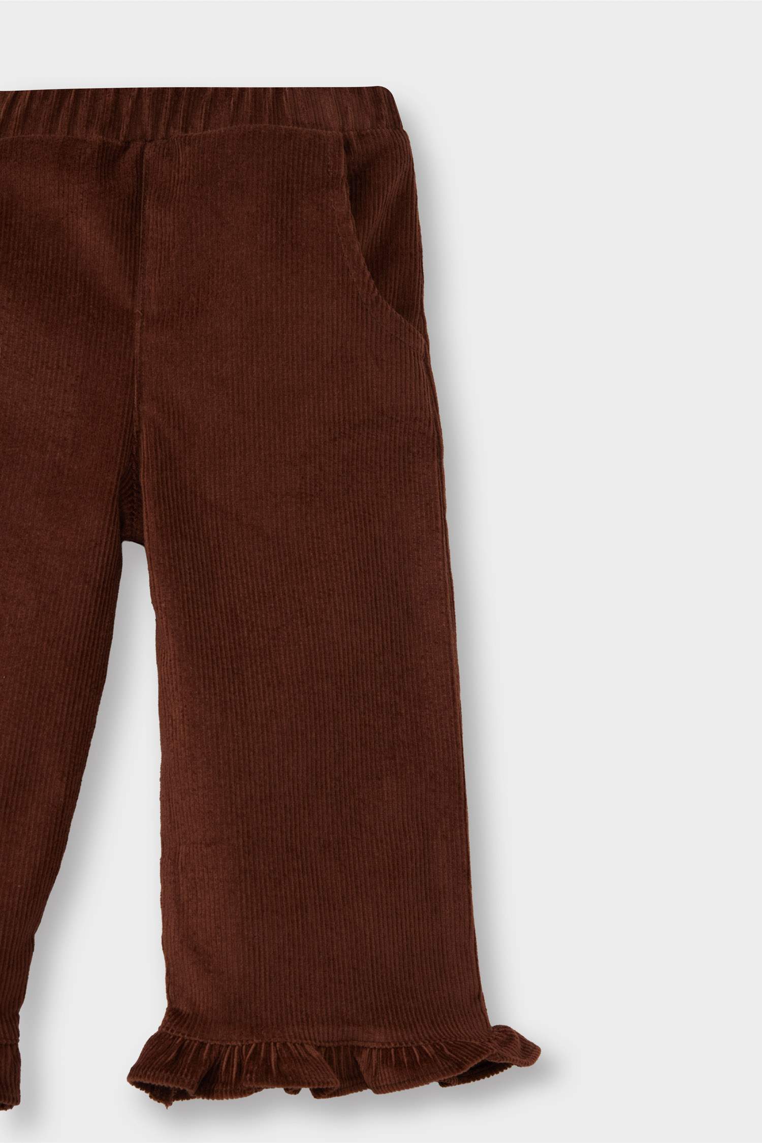 Kız Bebek Beli Lastikli Wide Leg Düz Paça Kadife Pantolon