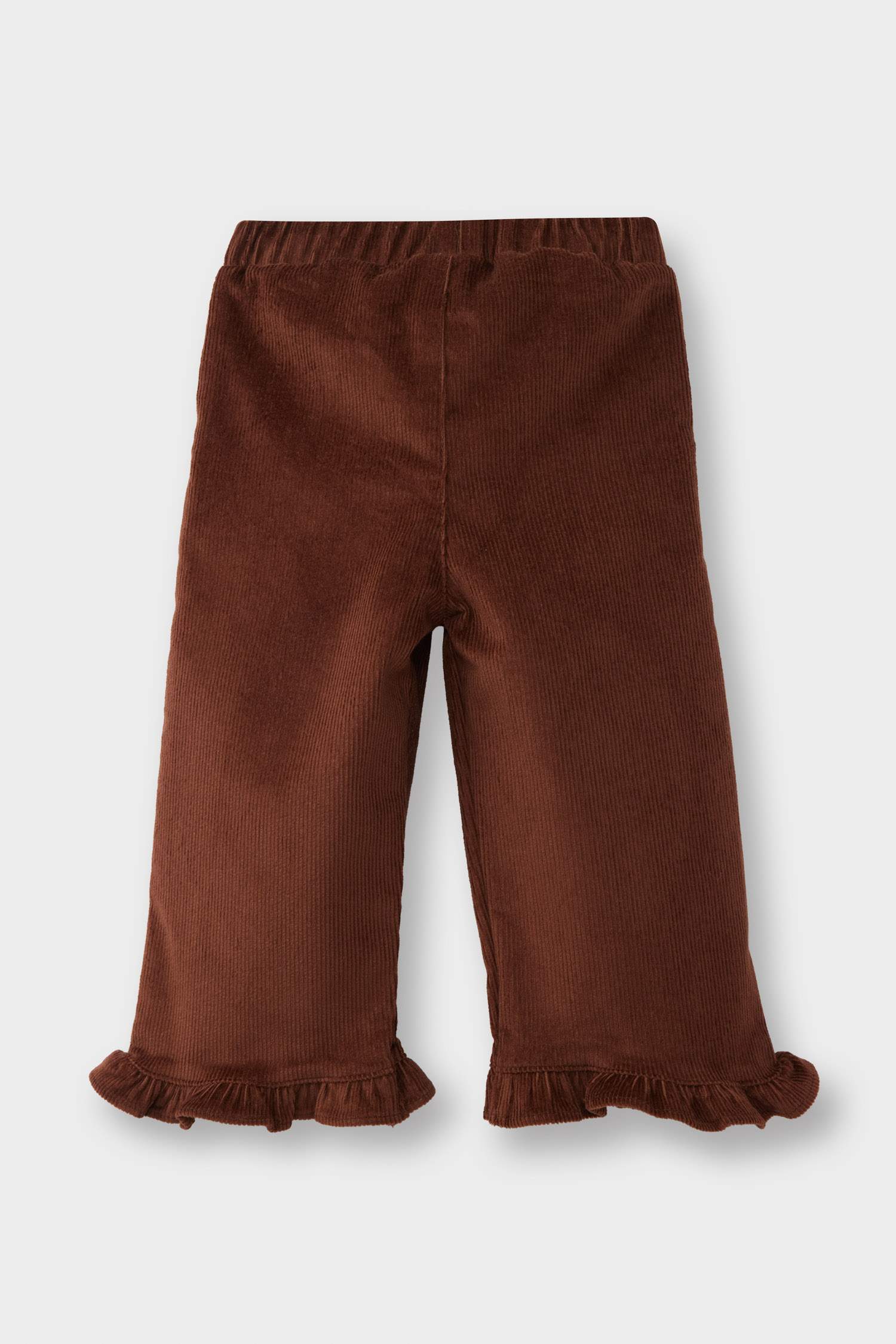 Kız Bebek Beli Lastikli Wide Leg Düz Paça Kadife Pantolon