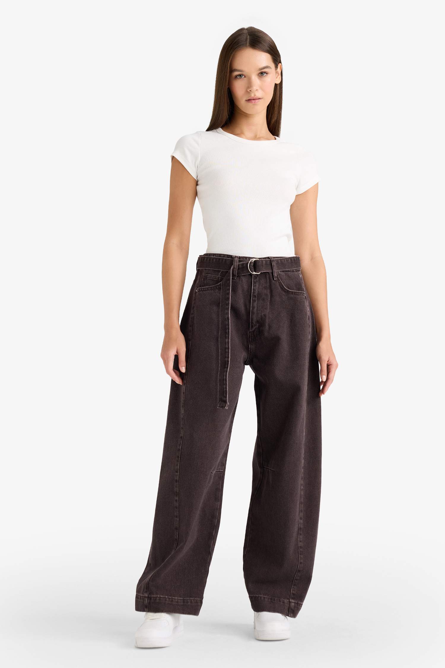 Barrel Fit High Waist Long Jeans