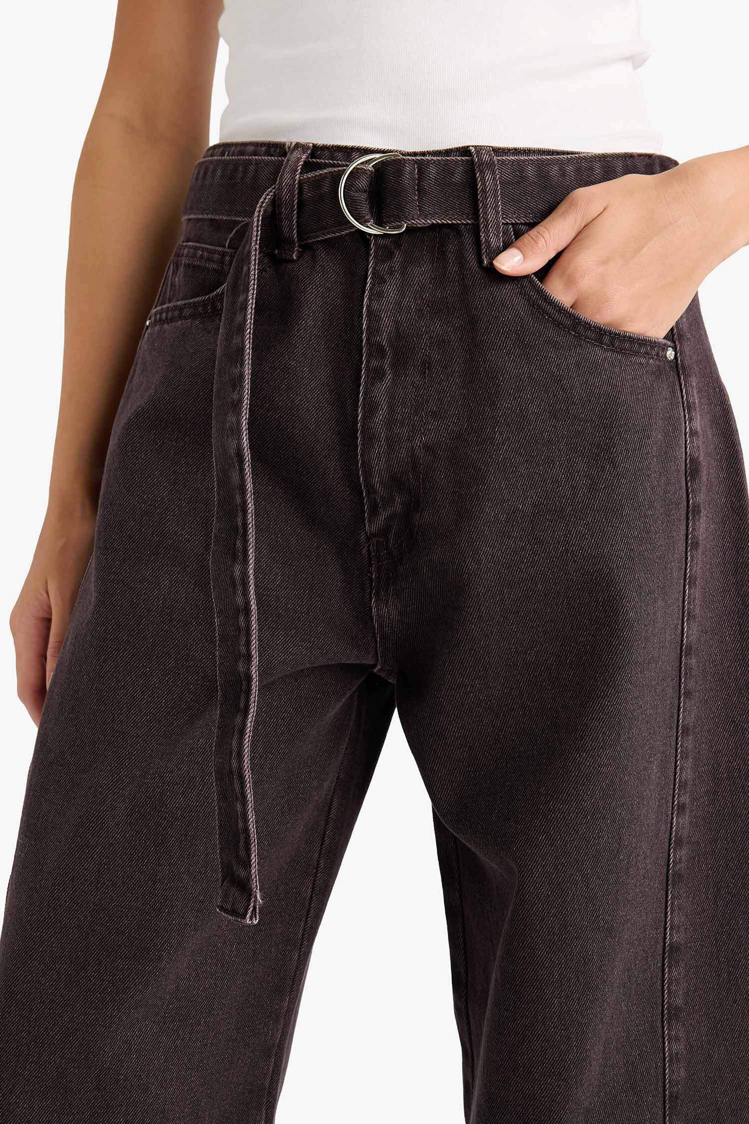 Jean long taille haute Coupe barrel