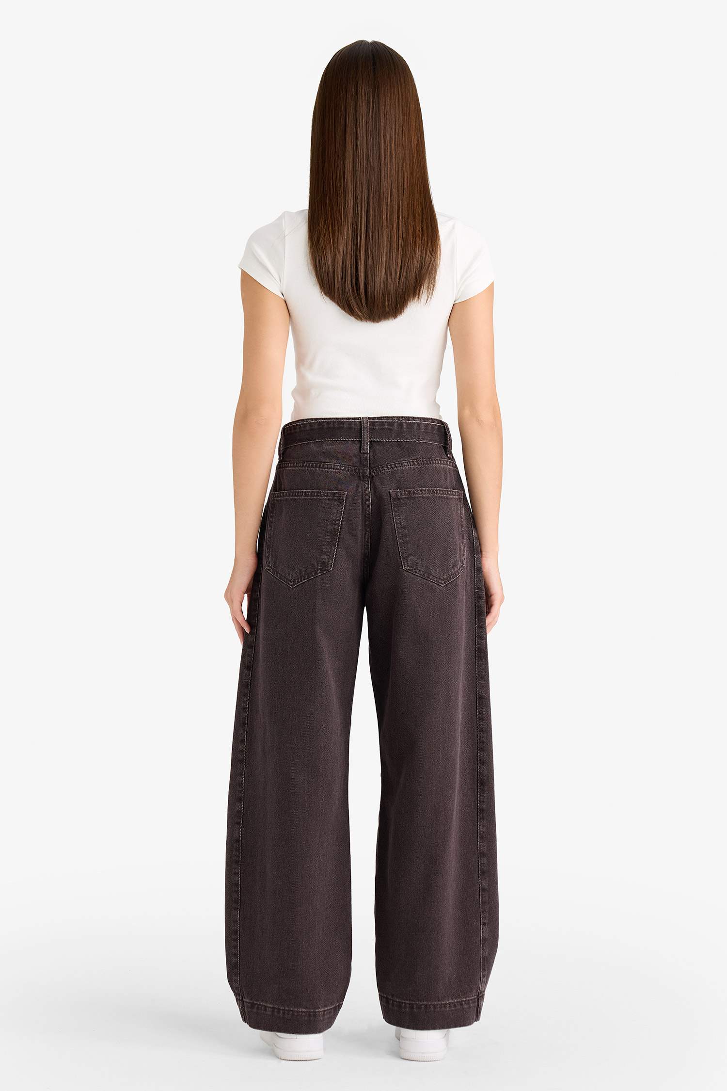 Jean long taille haute Coupe barrel