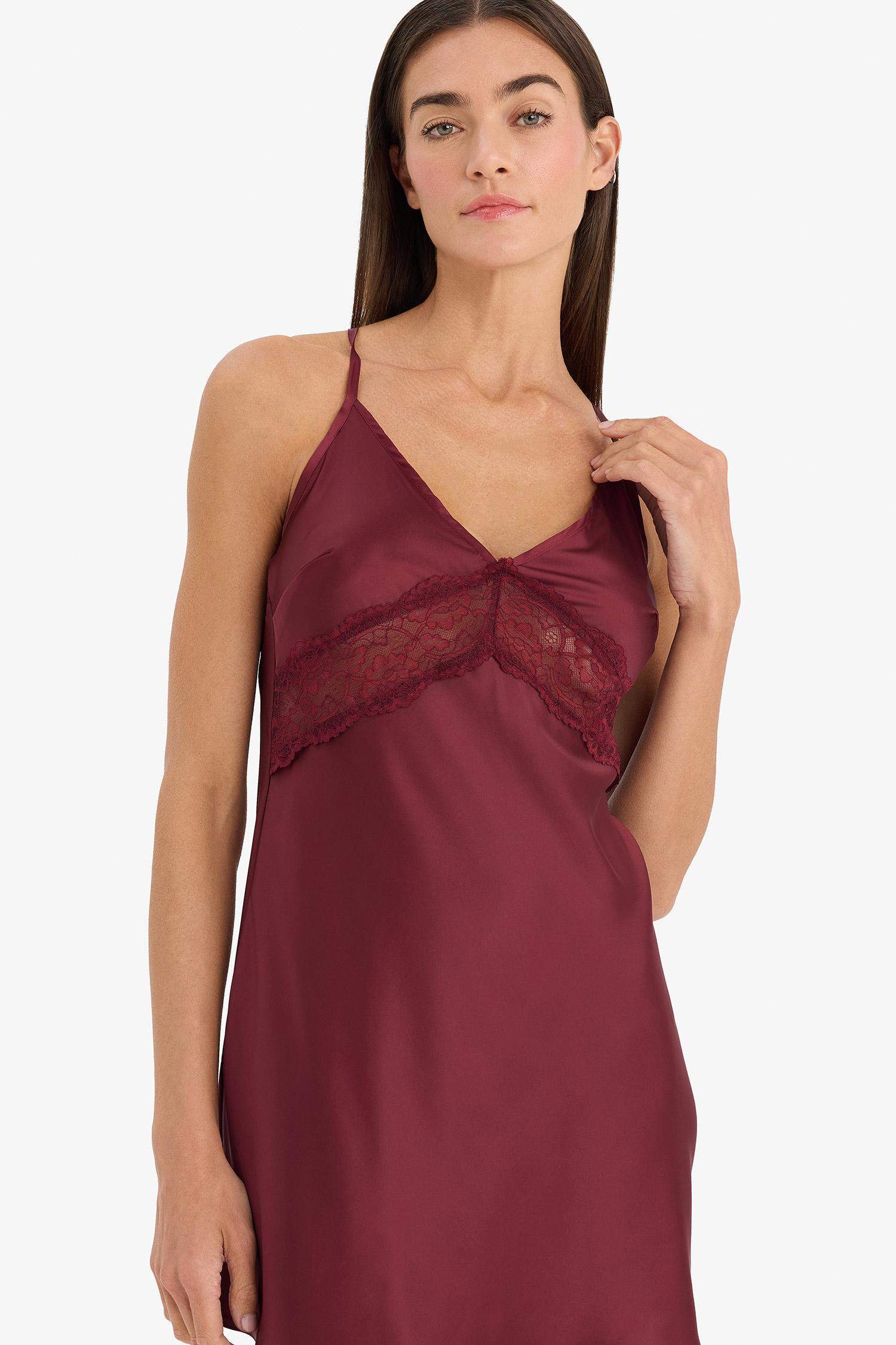 Regular Fit V-Neck Satin Woven Nightgown Dress