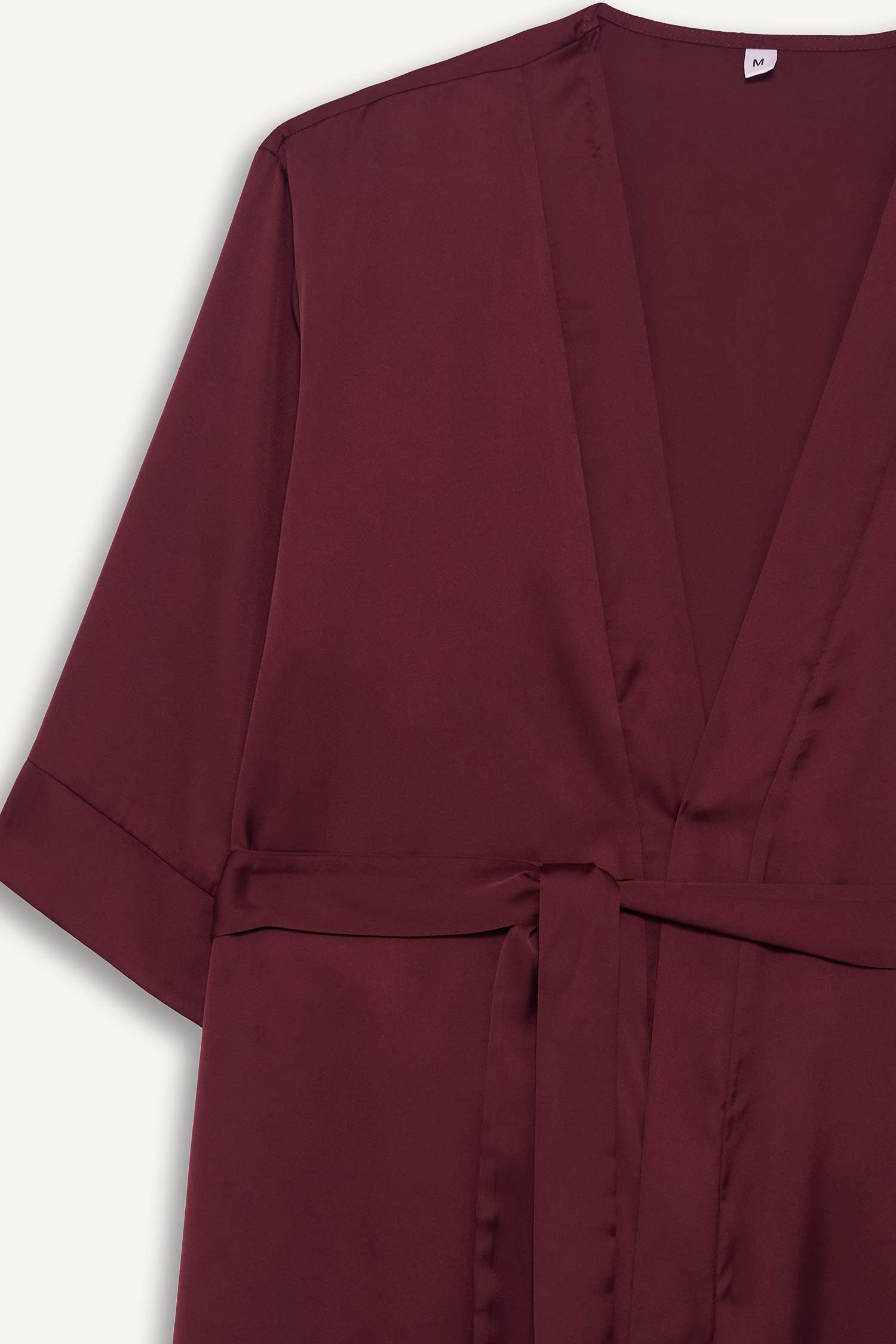 Regular Fit Wrap Yaka Saten Sabahlık-Fall in Love