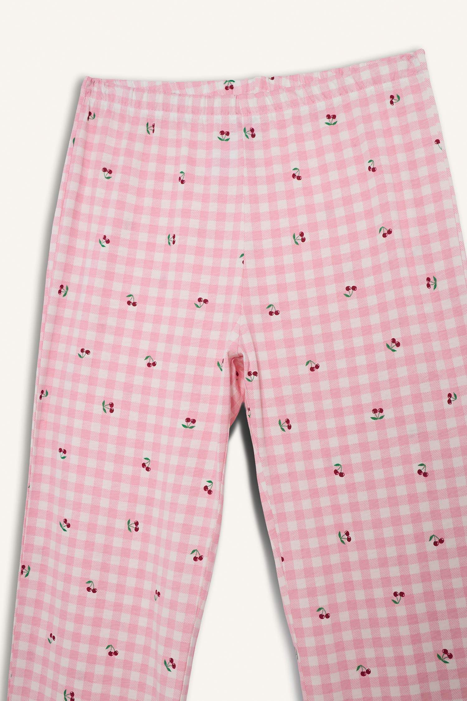 Pijama Takımı Regular Fit Baskılı Kısa Kollu Üst Desenli Uzun Alt