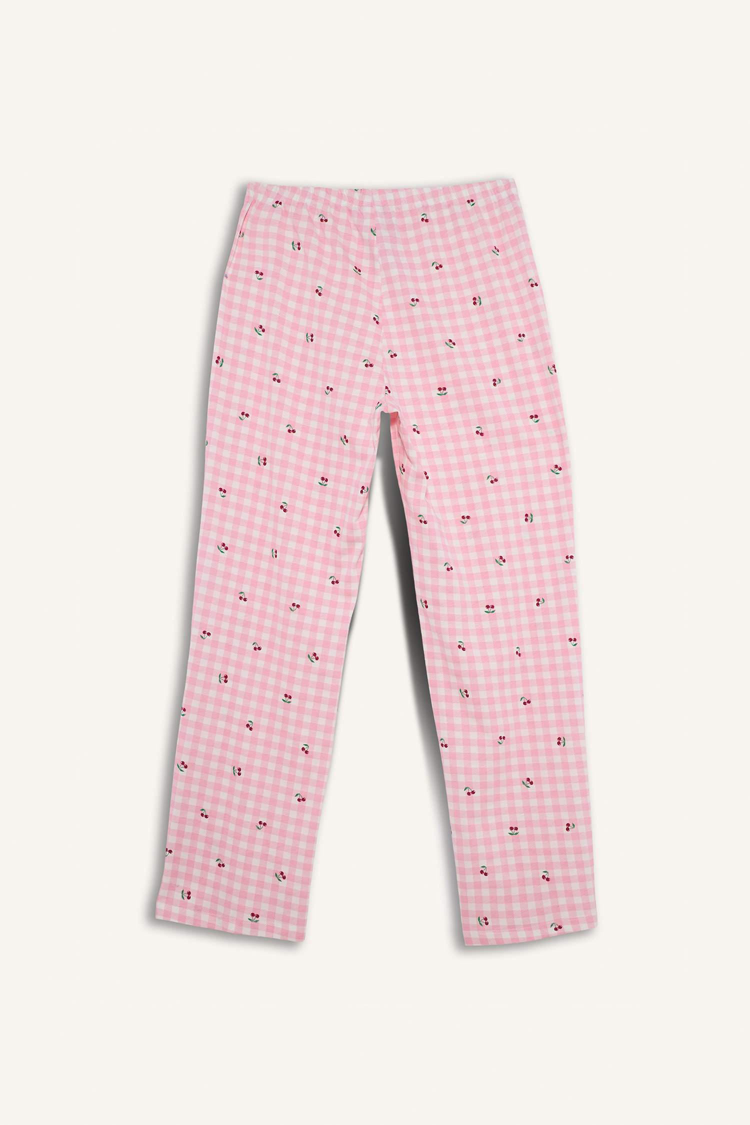 Pijama Takımı Regular Fit Baskılı Kısa Kollu Üst Desenli Uzun Alt