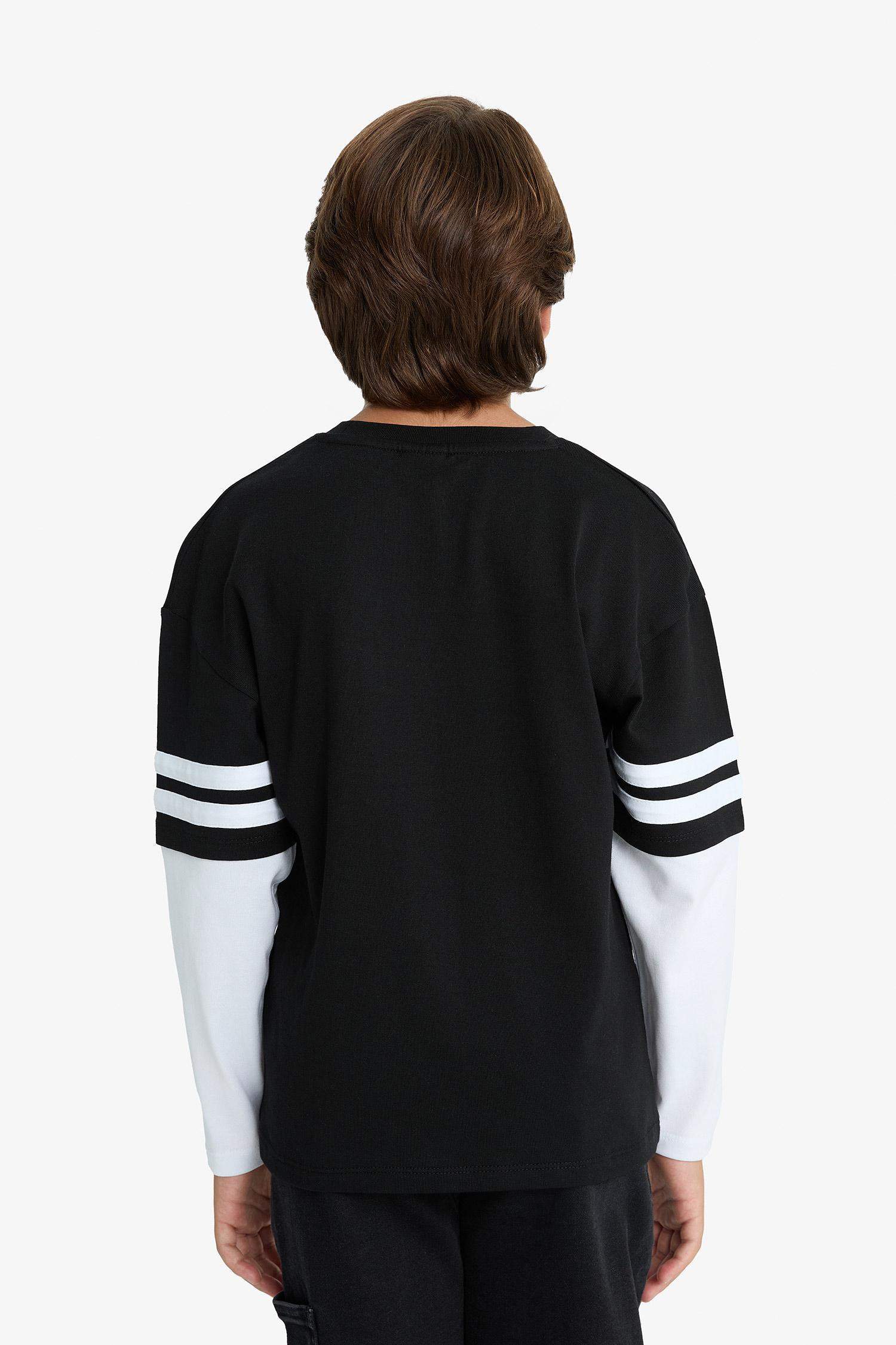 تيشيرت اولادي اوفر سايز كم طويل مطبوع برقبة مستديرة