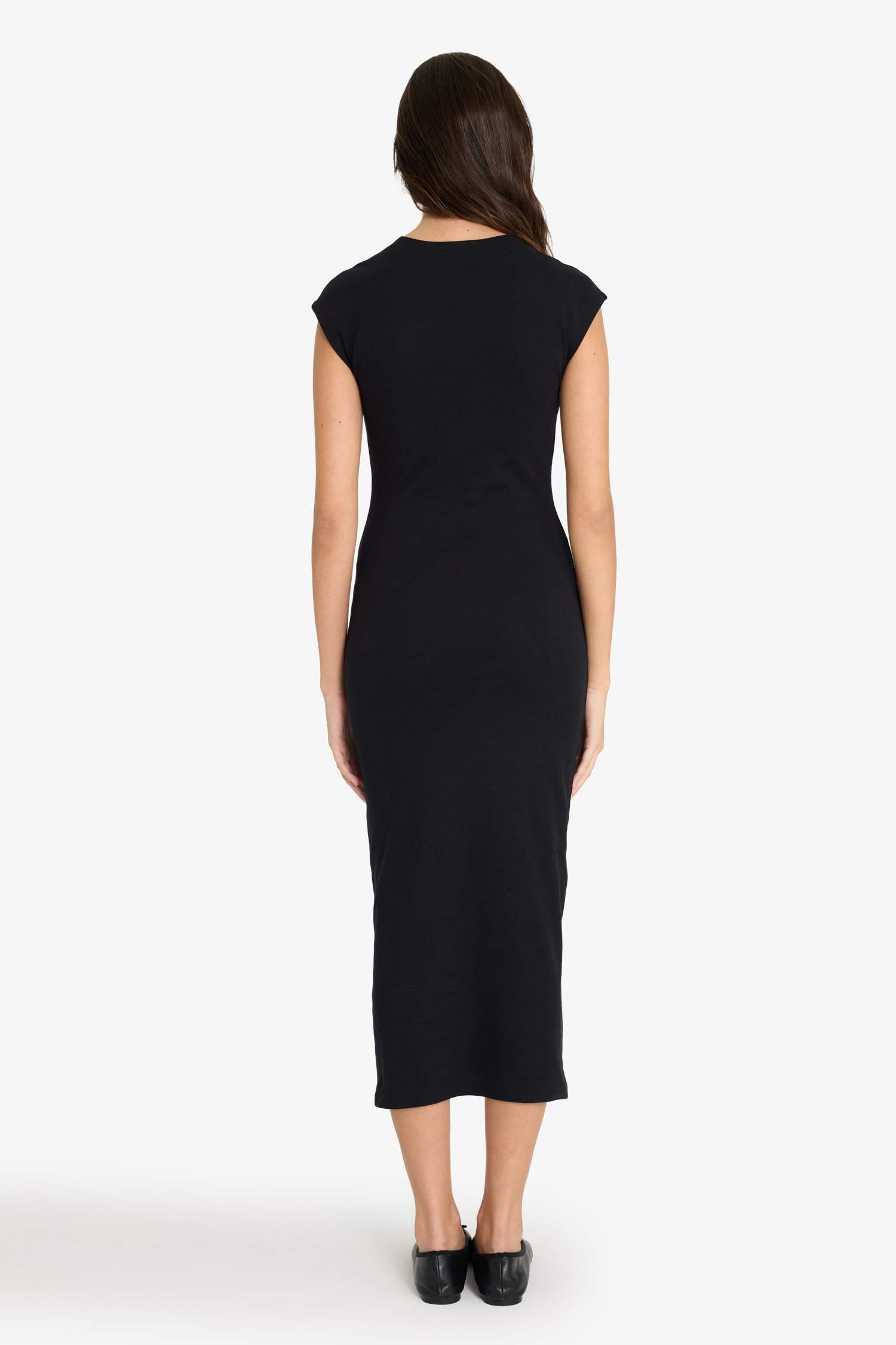 Облегающее платье миди в рубчик с круглым вырезом и коротким рукавом Bodycon