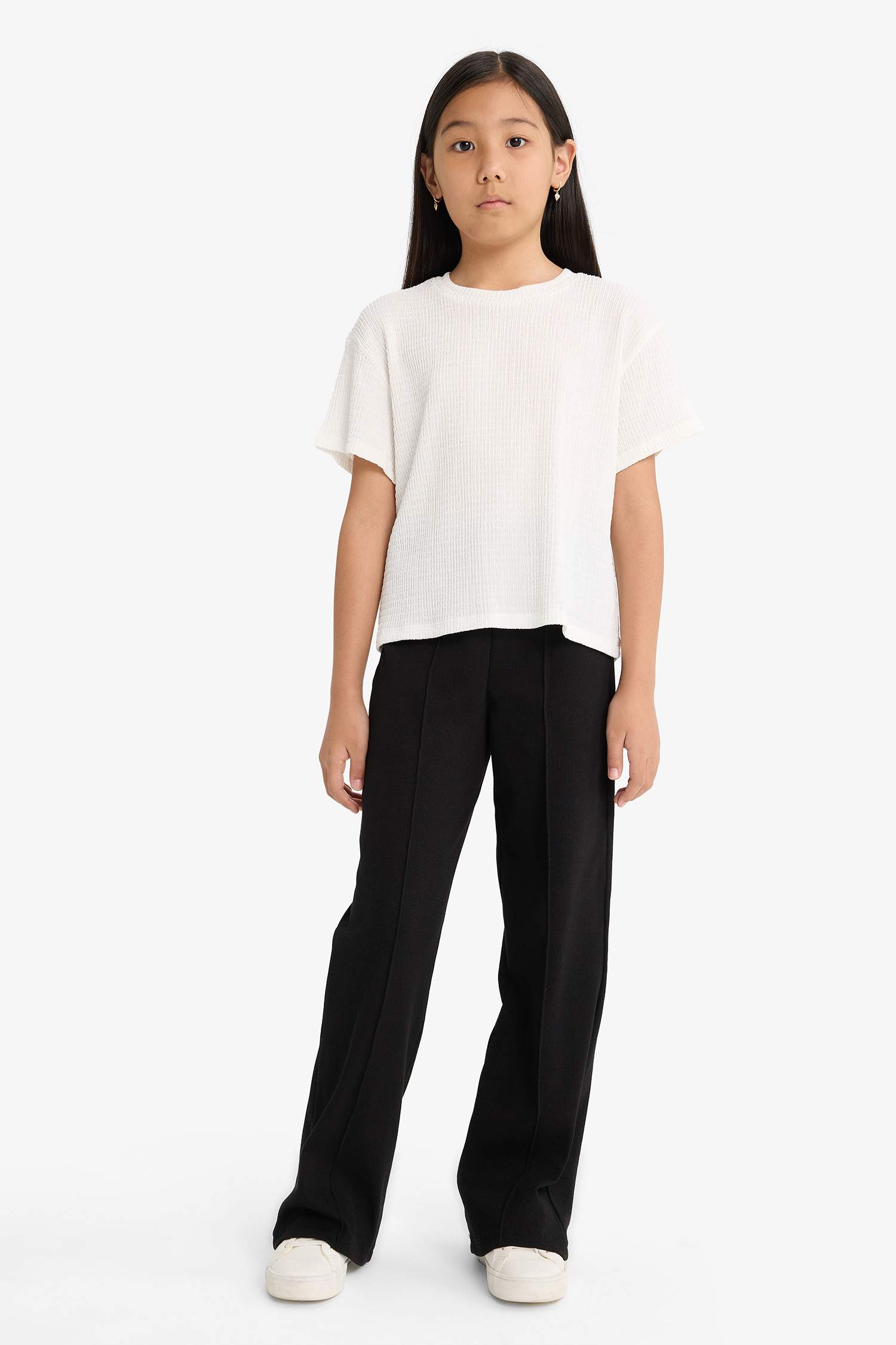 تيشيرت بناتي نص ردن اوفر سايز بياخة مستديرة