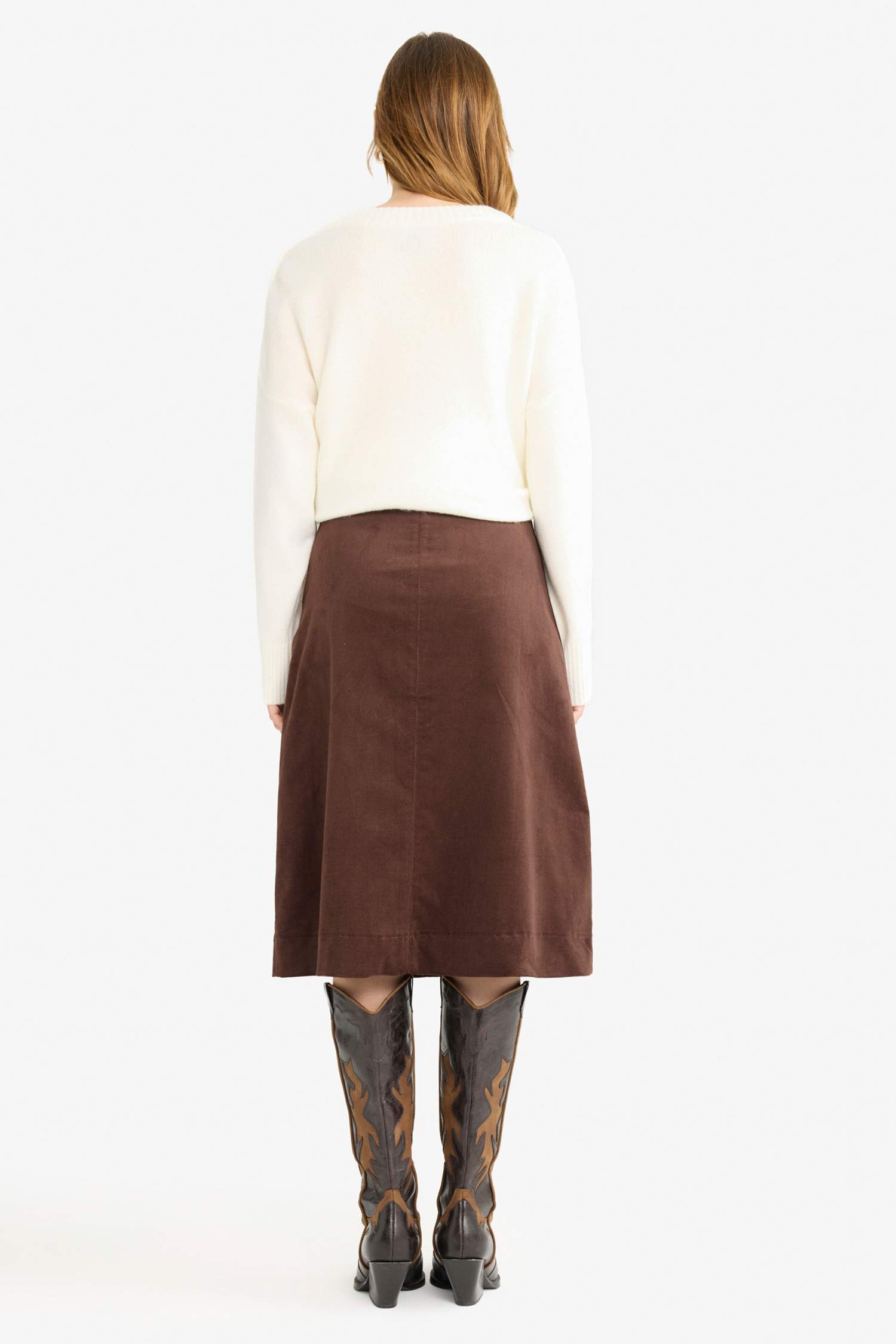 Regular Fit Velvet Normal Waist Midi Skirt