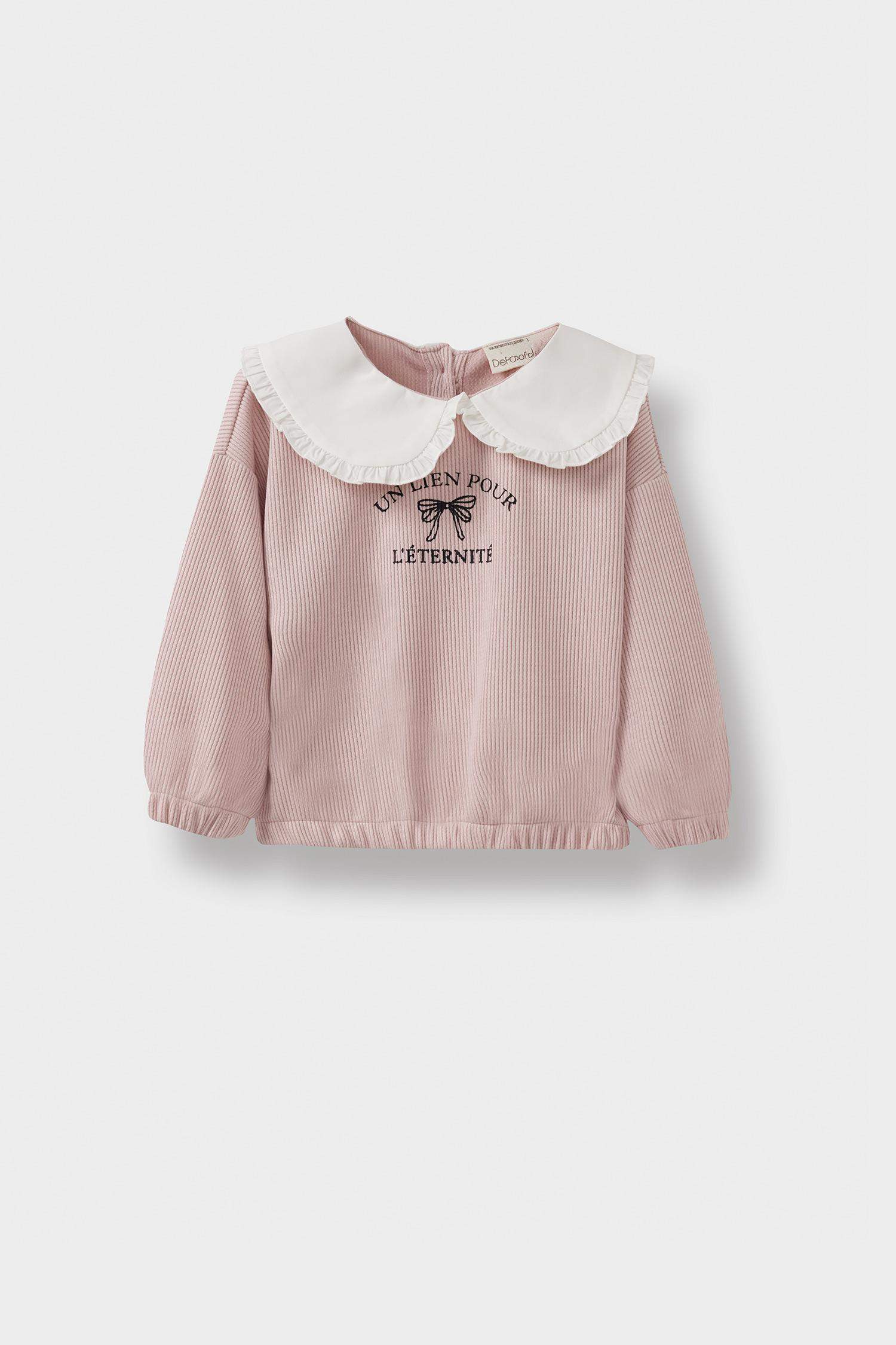 Kız Bebek Standart Fit Büyük Yaka Baskılı Sweatshirt