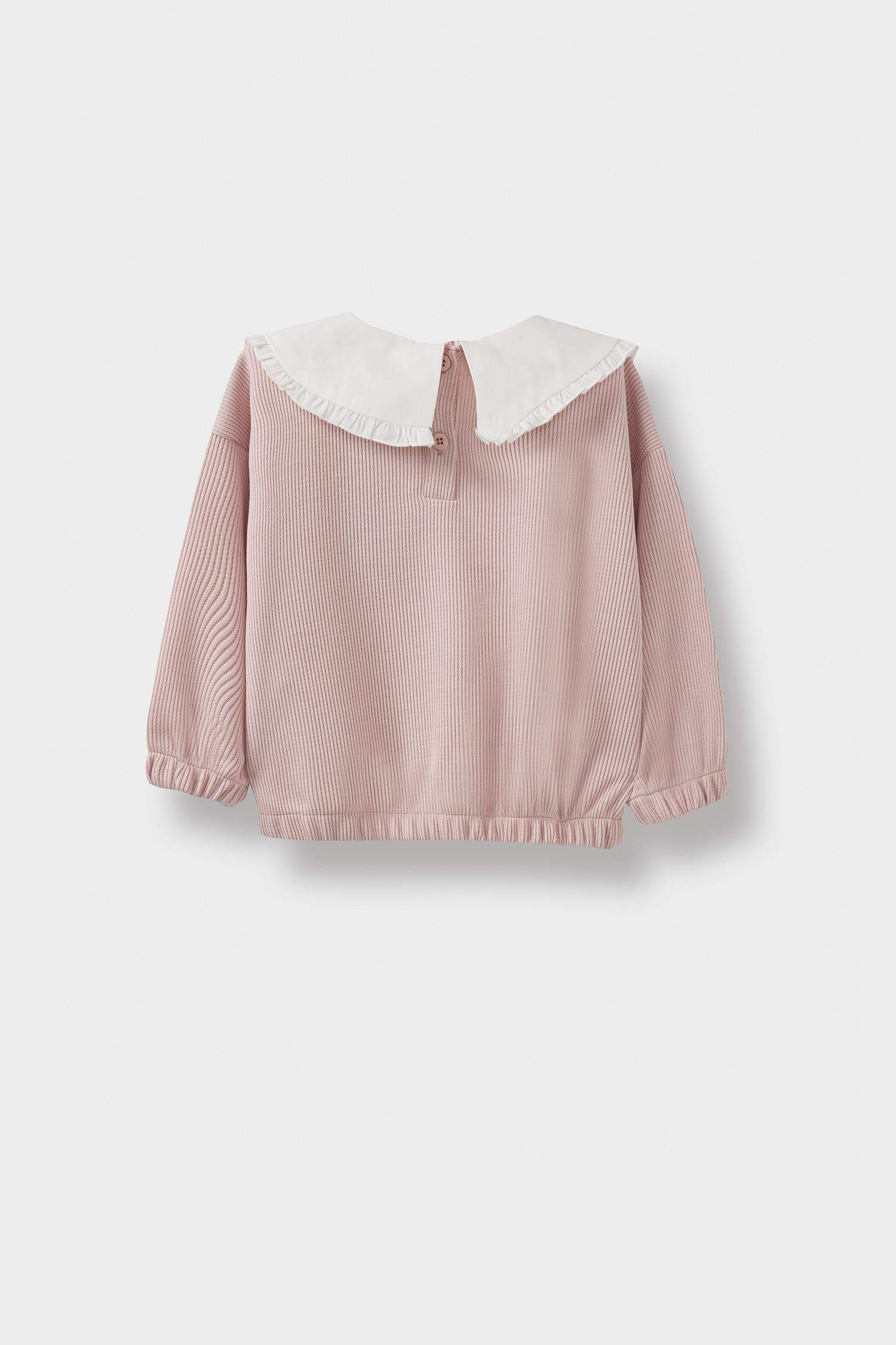 Baby Girl Standard Fit Large Collar Printed Sweatshirt