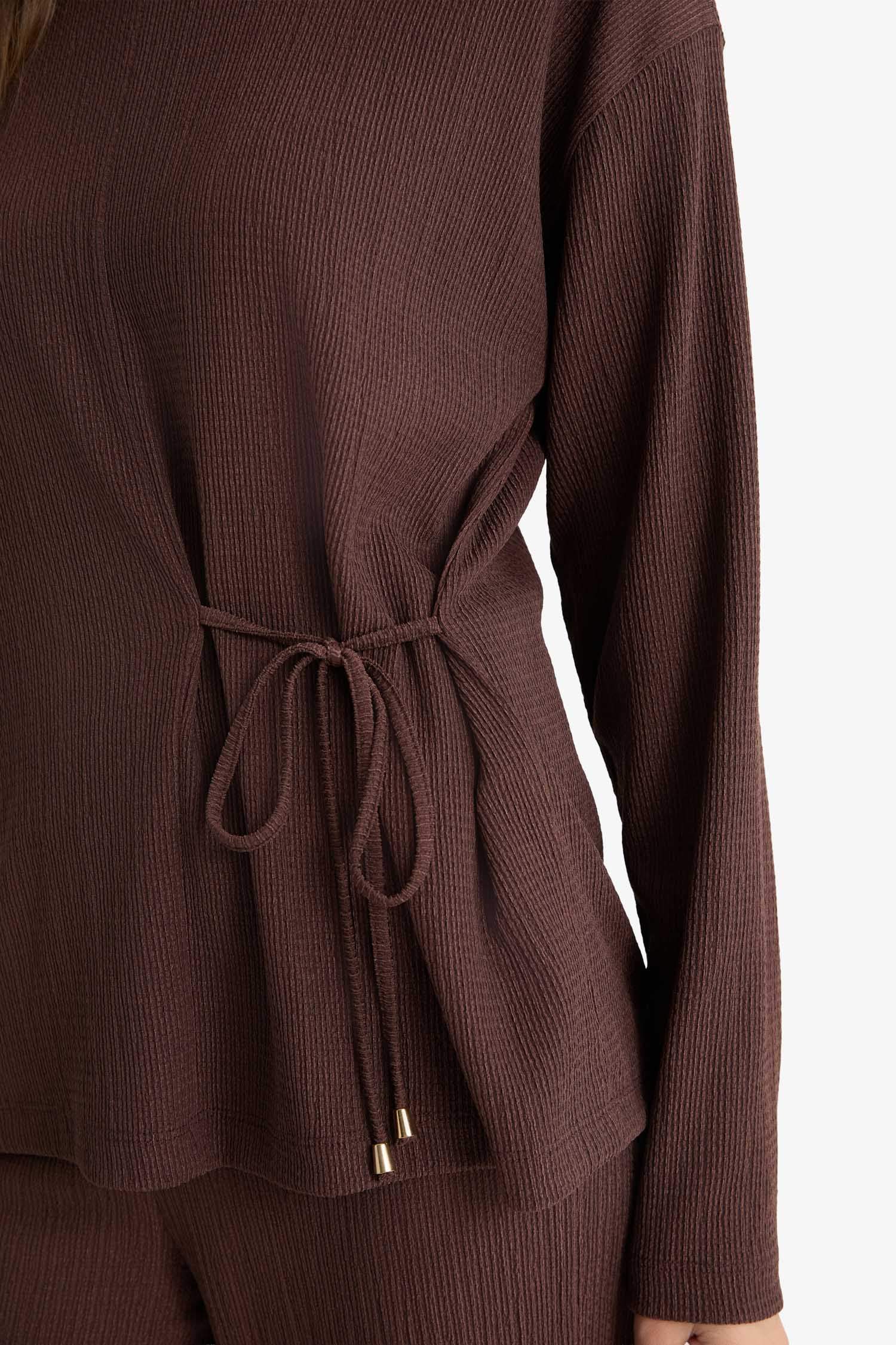 T-shirt à manches longues et col rond Coupe régulière