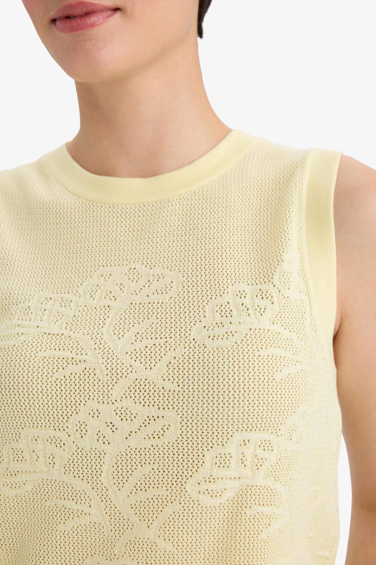 Regular Fit Ajurlu Bisiklet Yaka Triko Atlet