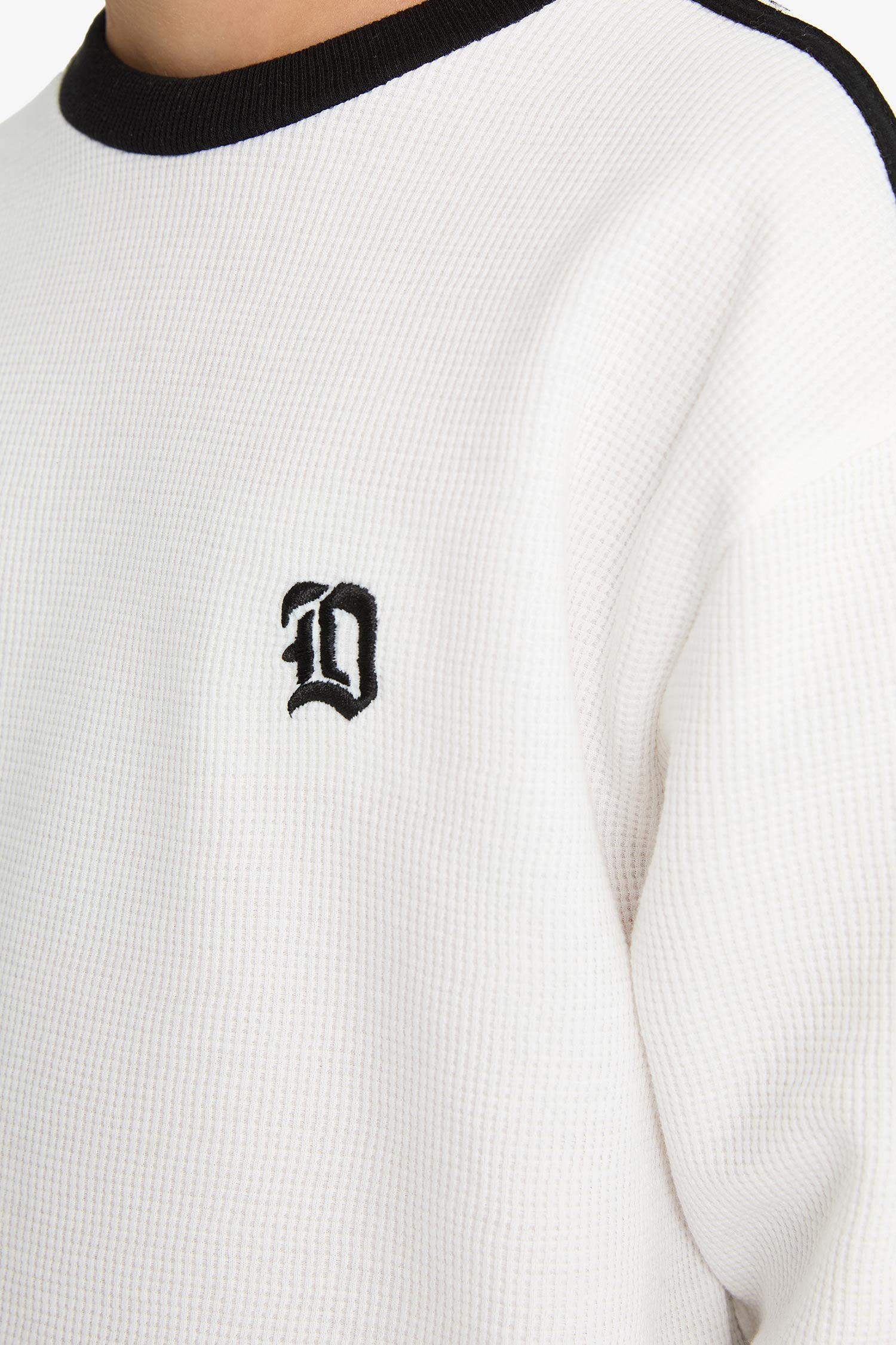 Boy Oversize Fit Crew Neck Applique Waffle Polo T-Shirt