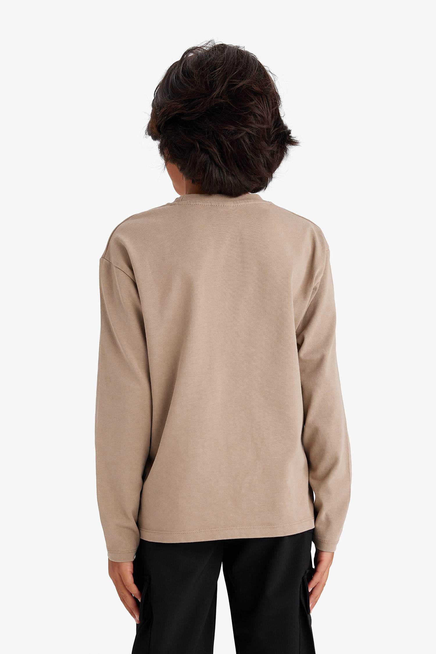 Erkek Çocuk Bisiklet Yaka Baskılı Uzun Kollu Tişört