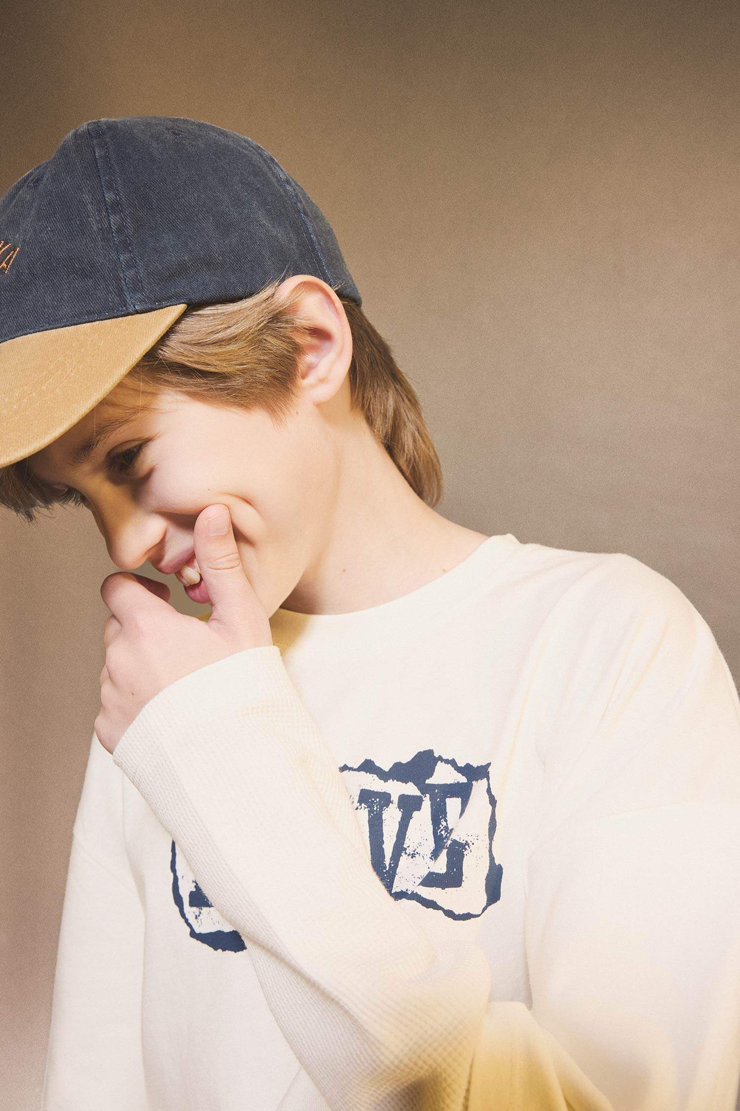 Boy Oversize Fit Crew Neck Printed Long Sleeve T-Shirt