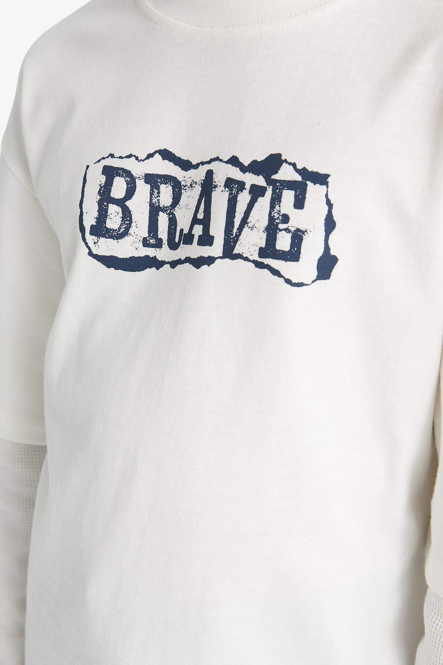 Boy Oversize Fit Crew Neck Printed Long Sleeve T-Shirt