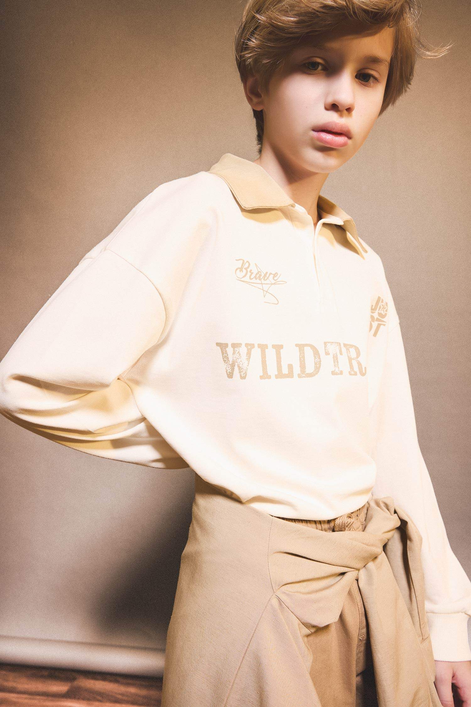 Boy Oversize Fit Polo Neck Printed Polo T-Shirt