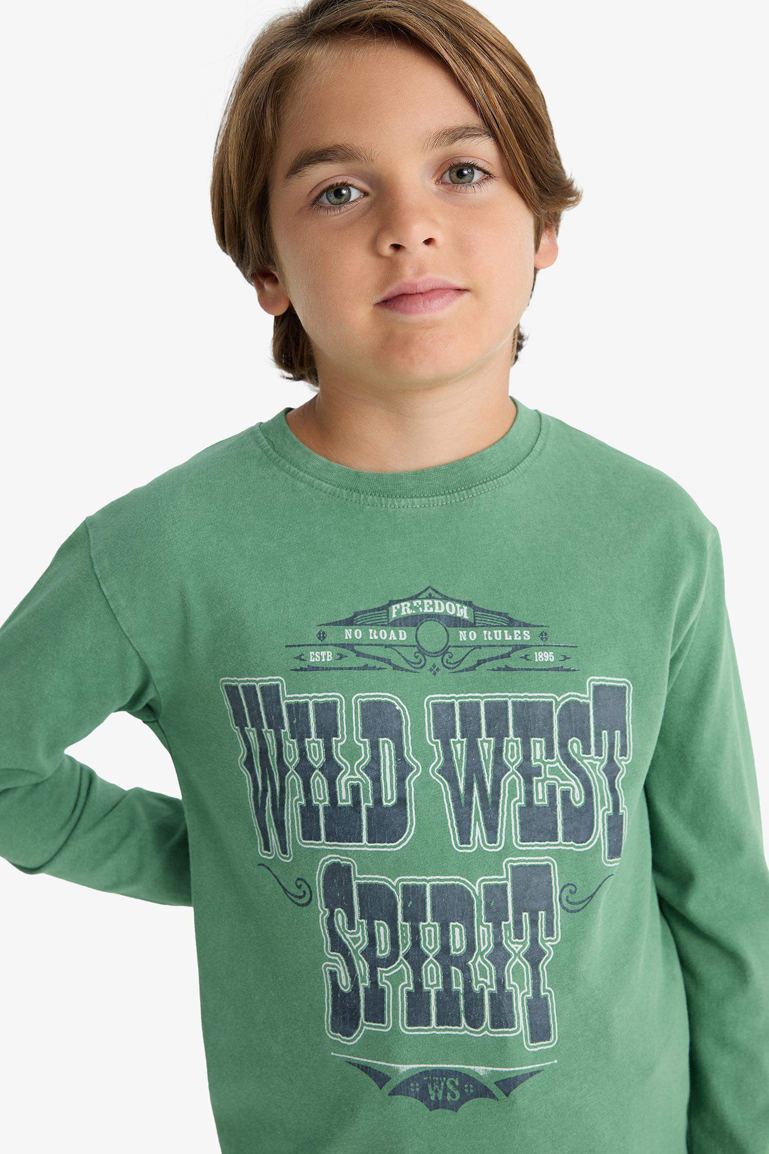 Boy Crew Neck Printed Long Sleeve T-Shirt
