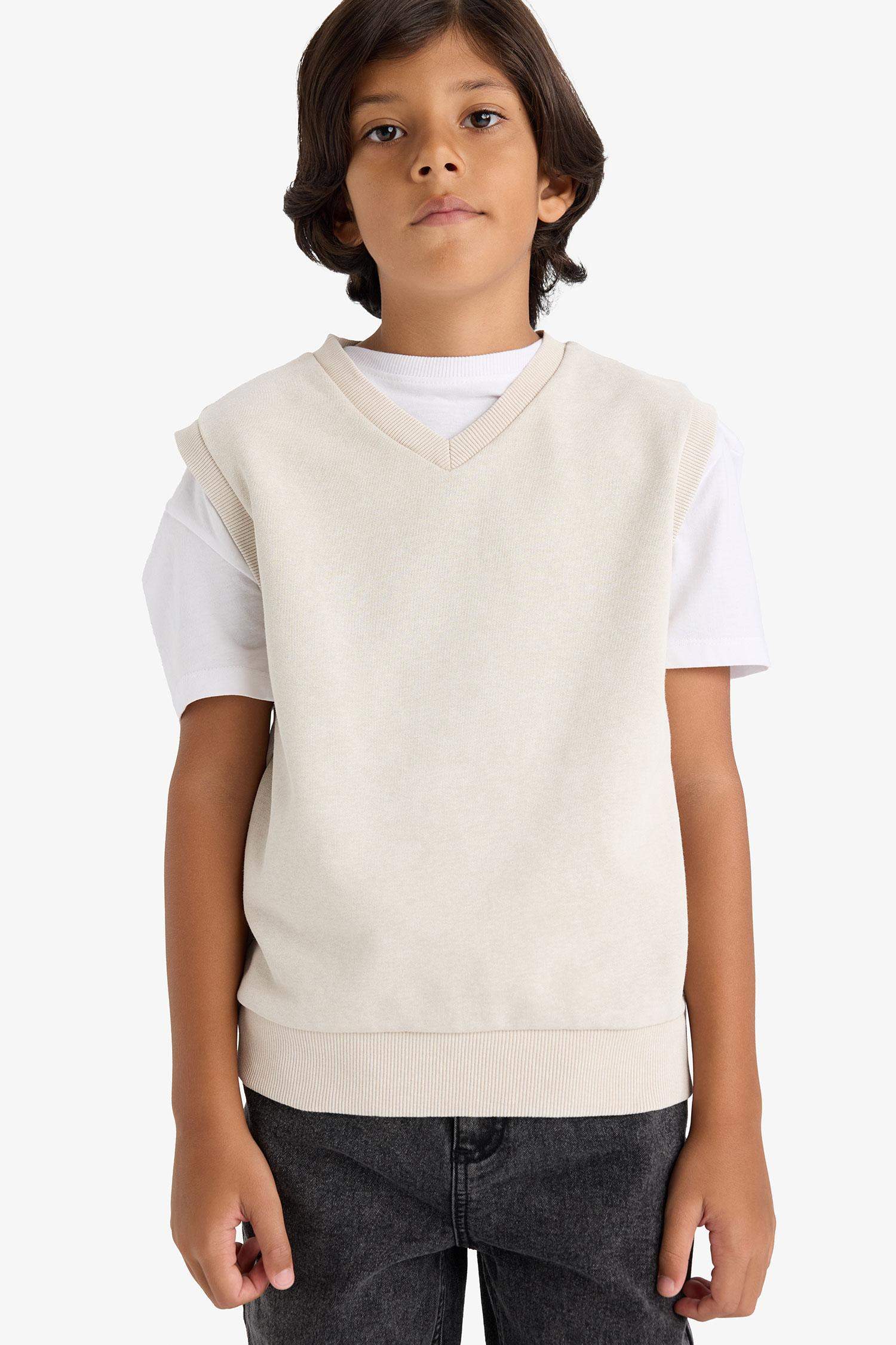 Erkek Çocuk V Yaka Yıkamalı Süveter